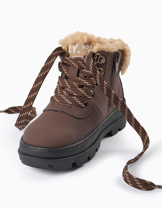 Bottes avec Doublure en Sherpa pour Bébé Garçon, Marron