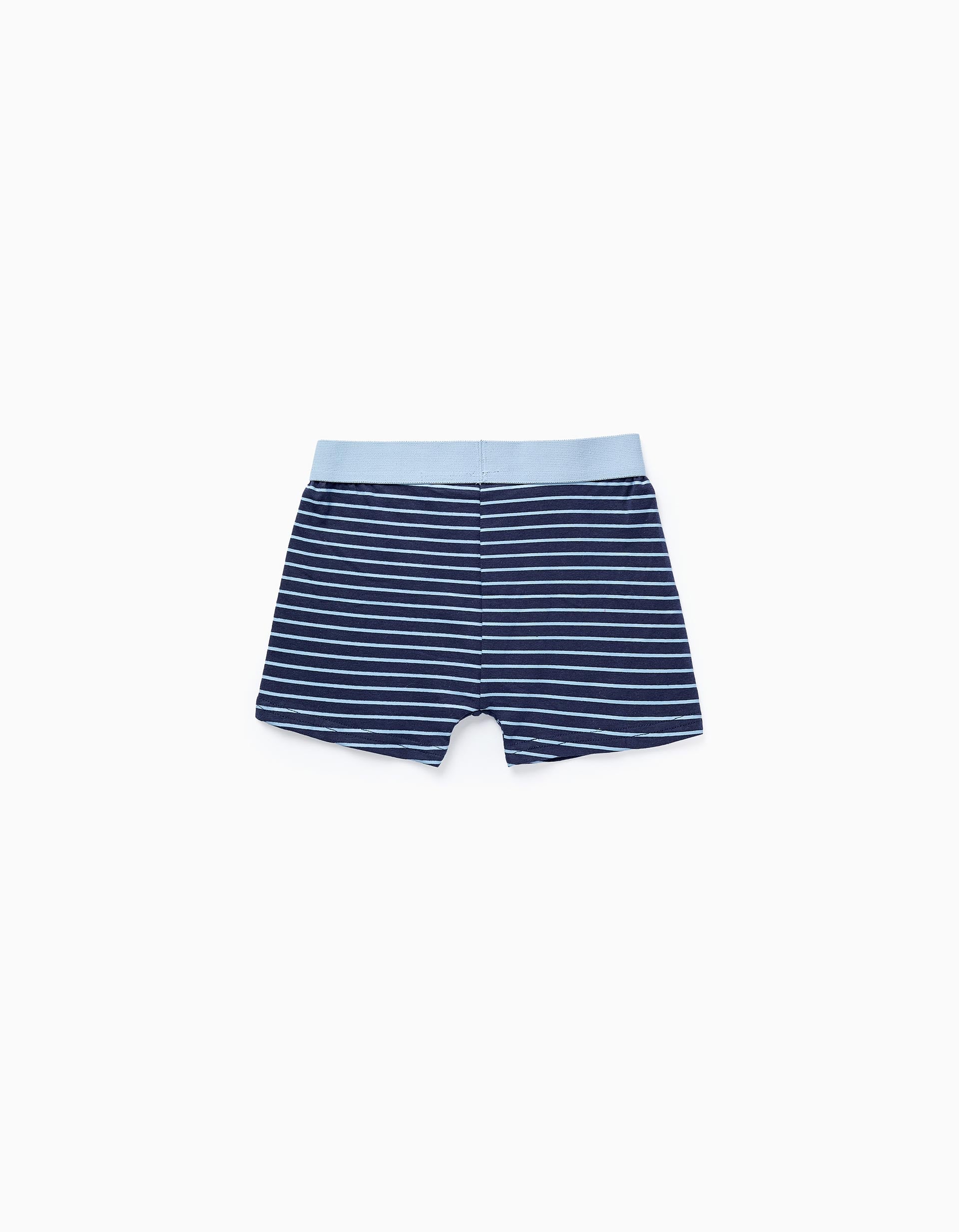 Pack 4 Boxers para Menino 'Riscas', Azul/Cinza/Branco