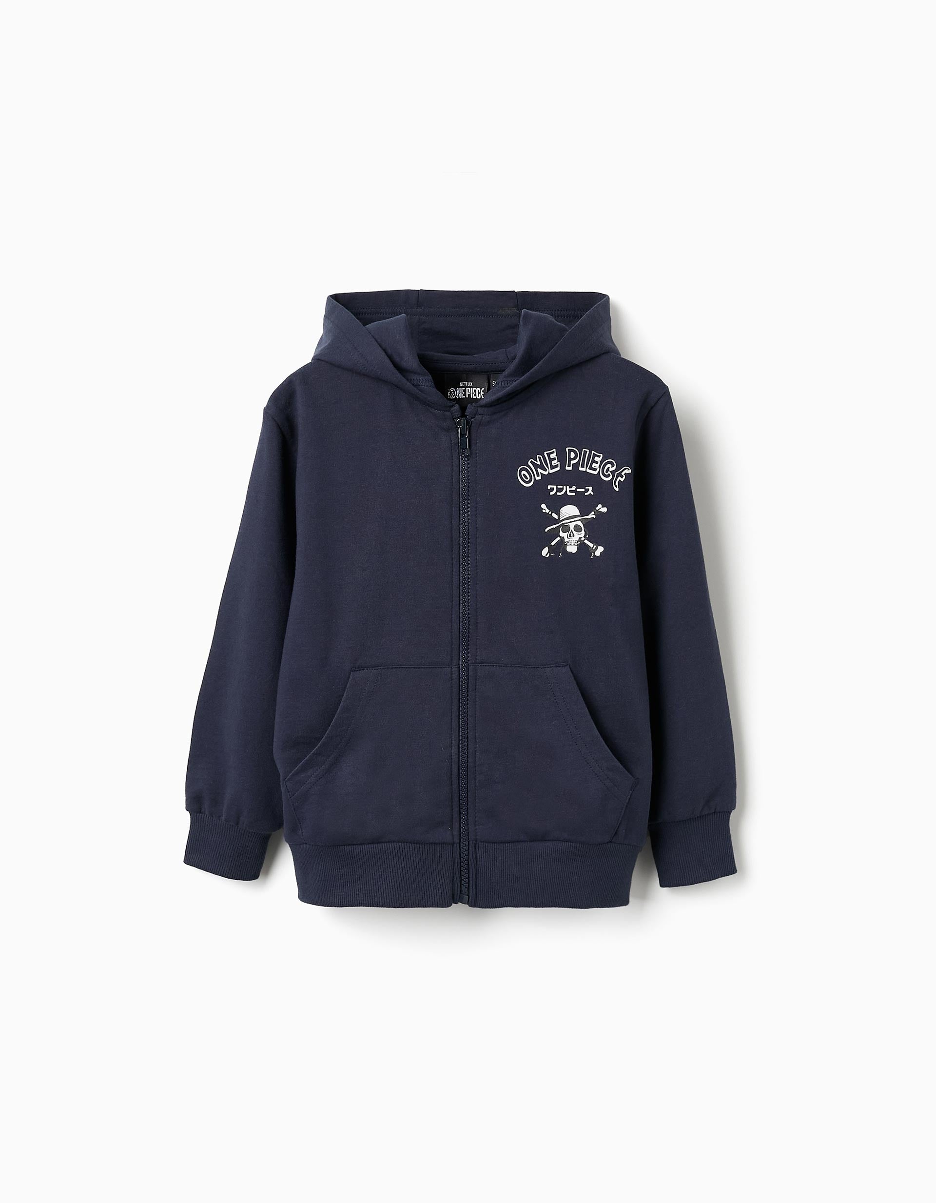 Cotton Hooded Jacket for Boys 'One Piece', Dark Blue