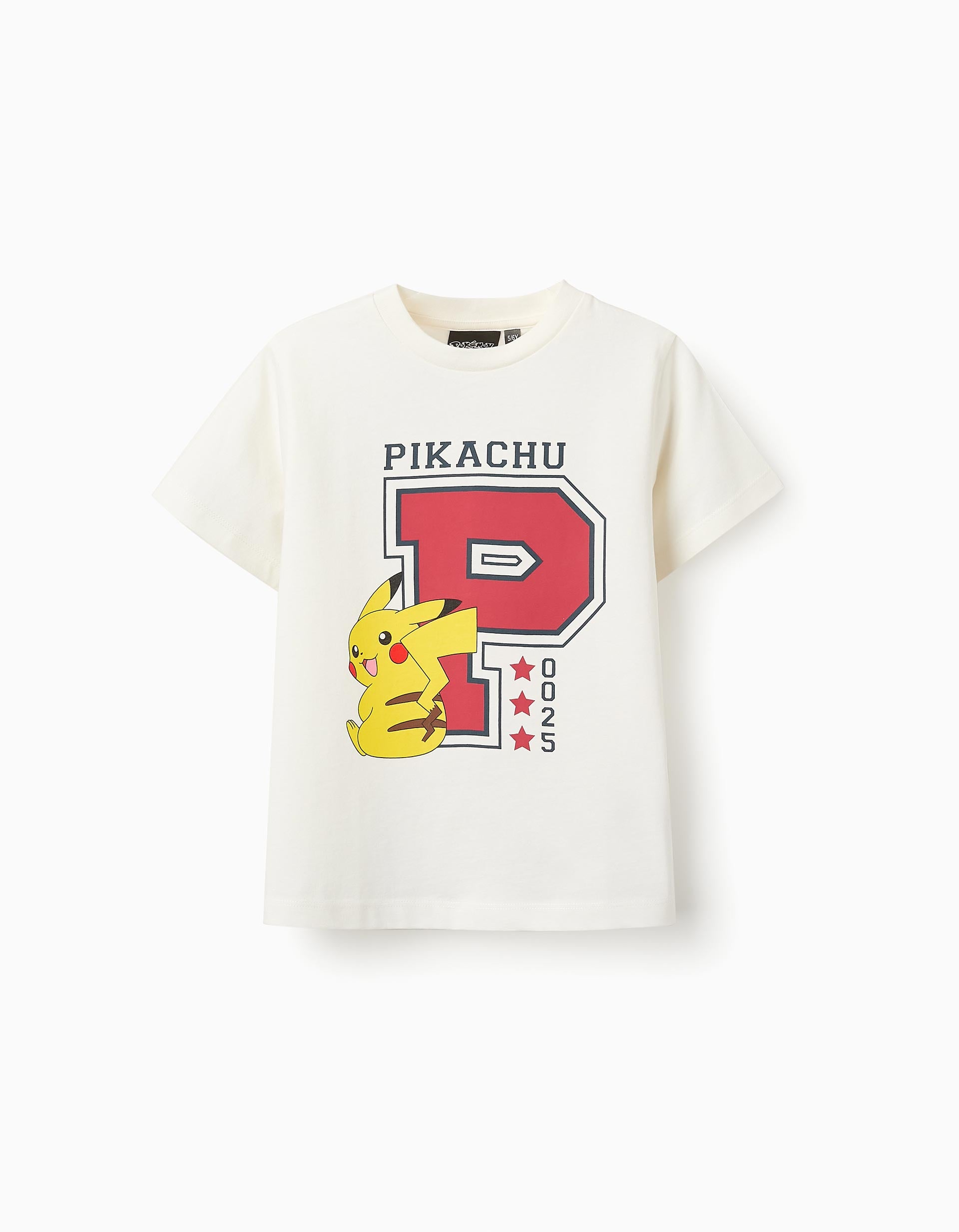 T-shirt de Algodão para Menino 'Pikachu', Branco