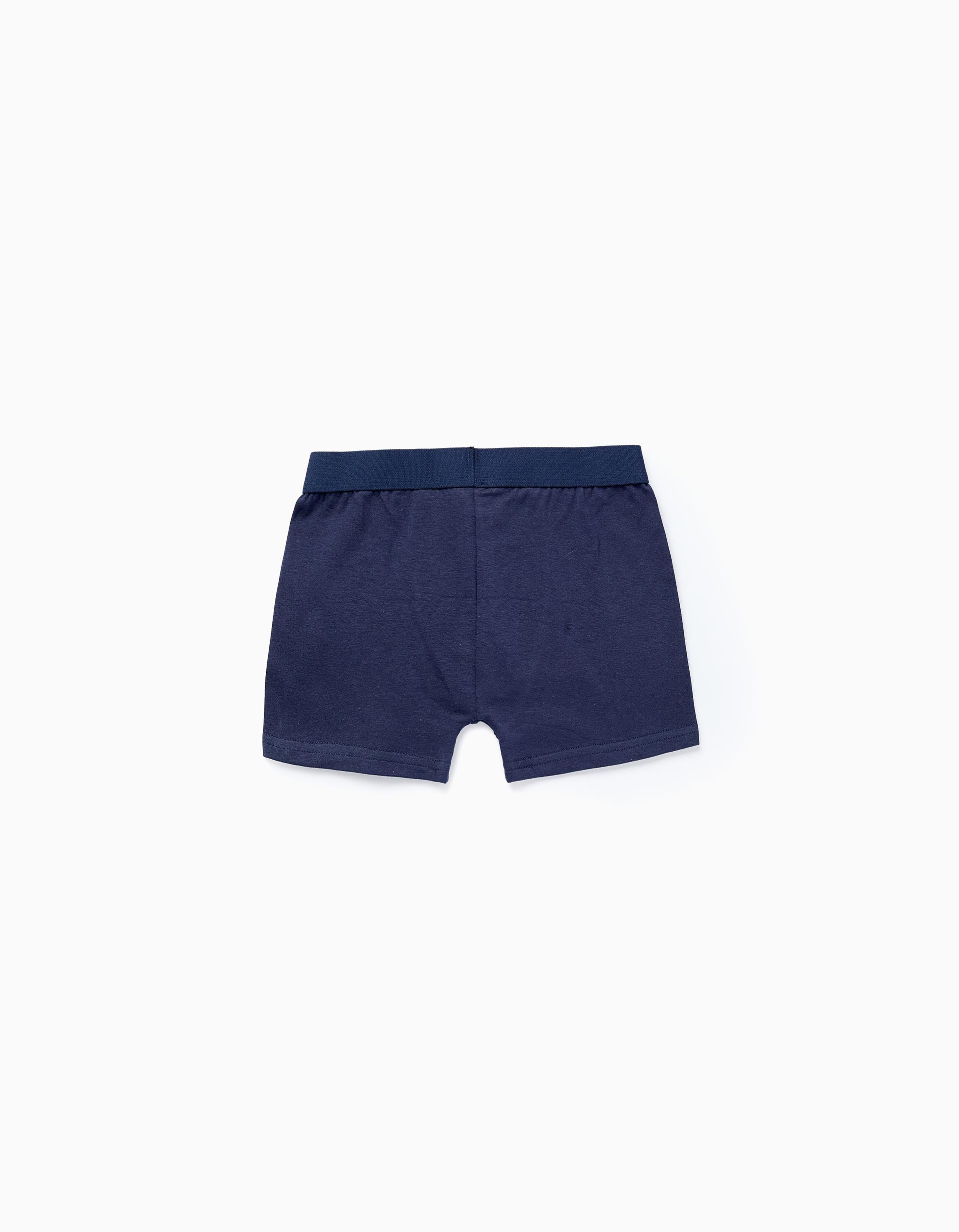 Pack 4 Boxers Lisos para Menino, Azul/Cinza