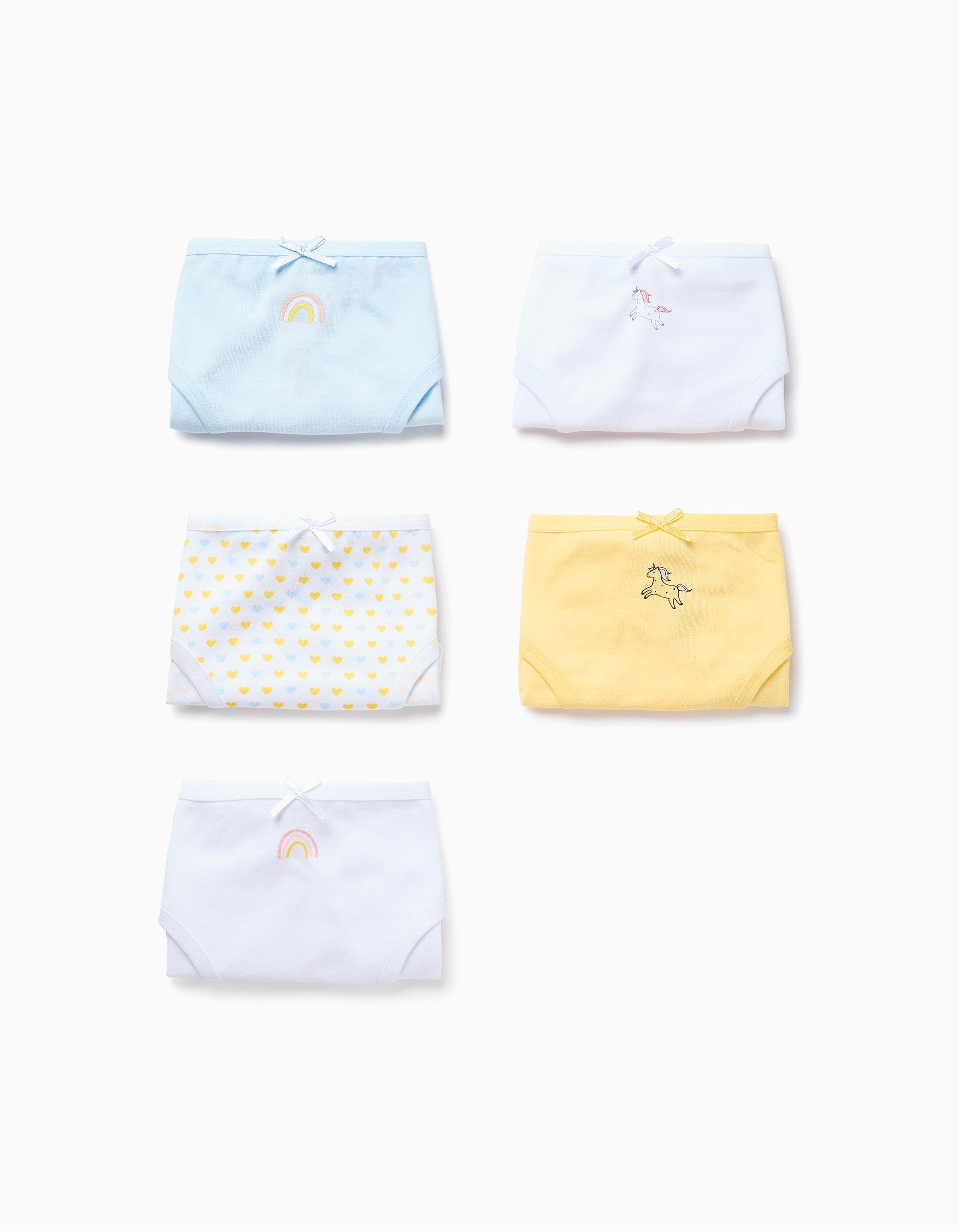 Pack 5 Culottes pour Fille 'Licornes & Cœurs', Multicolore