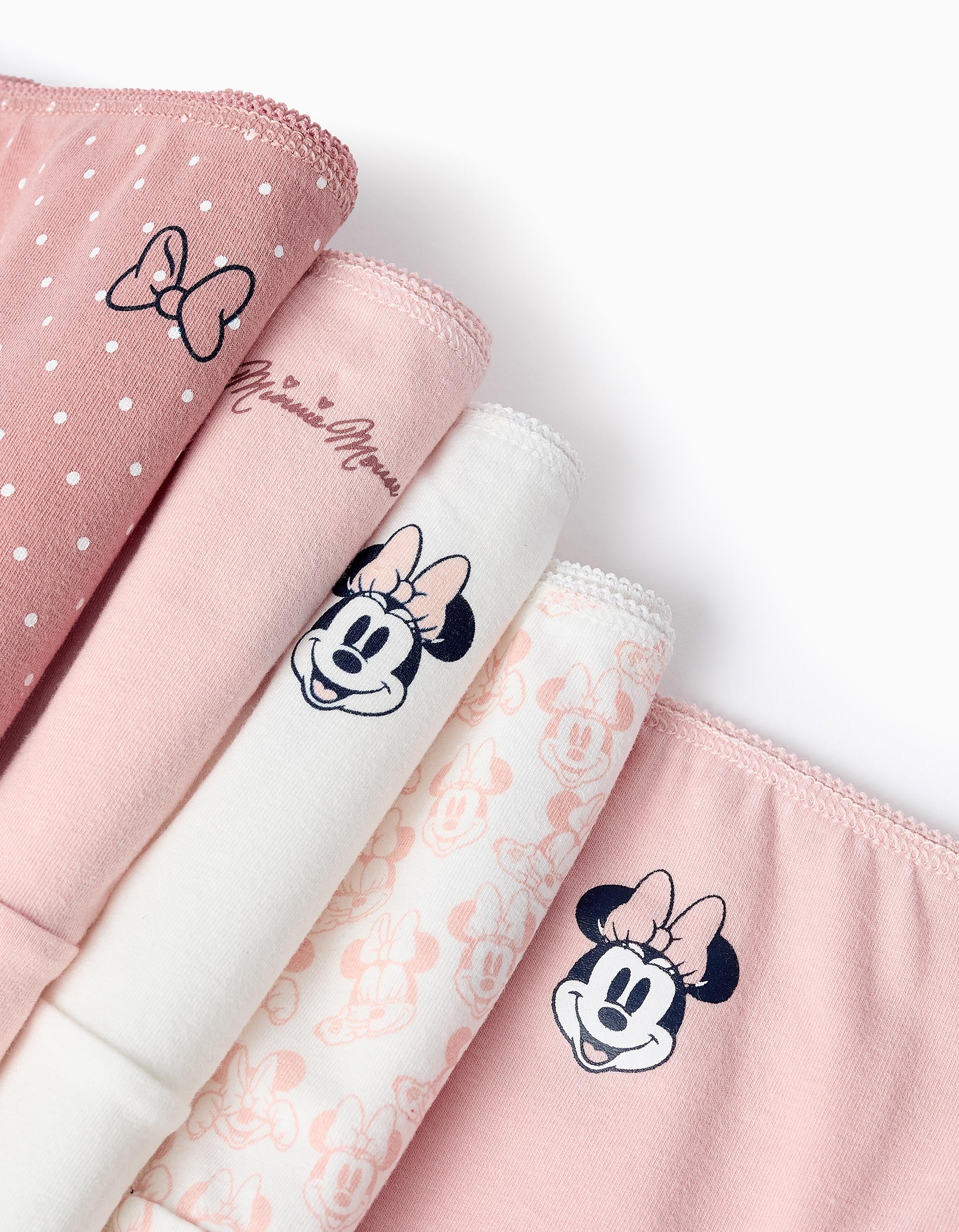 Pack 5 Cuecas para Menina 'Minnie', Rosa/Branco