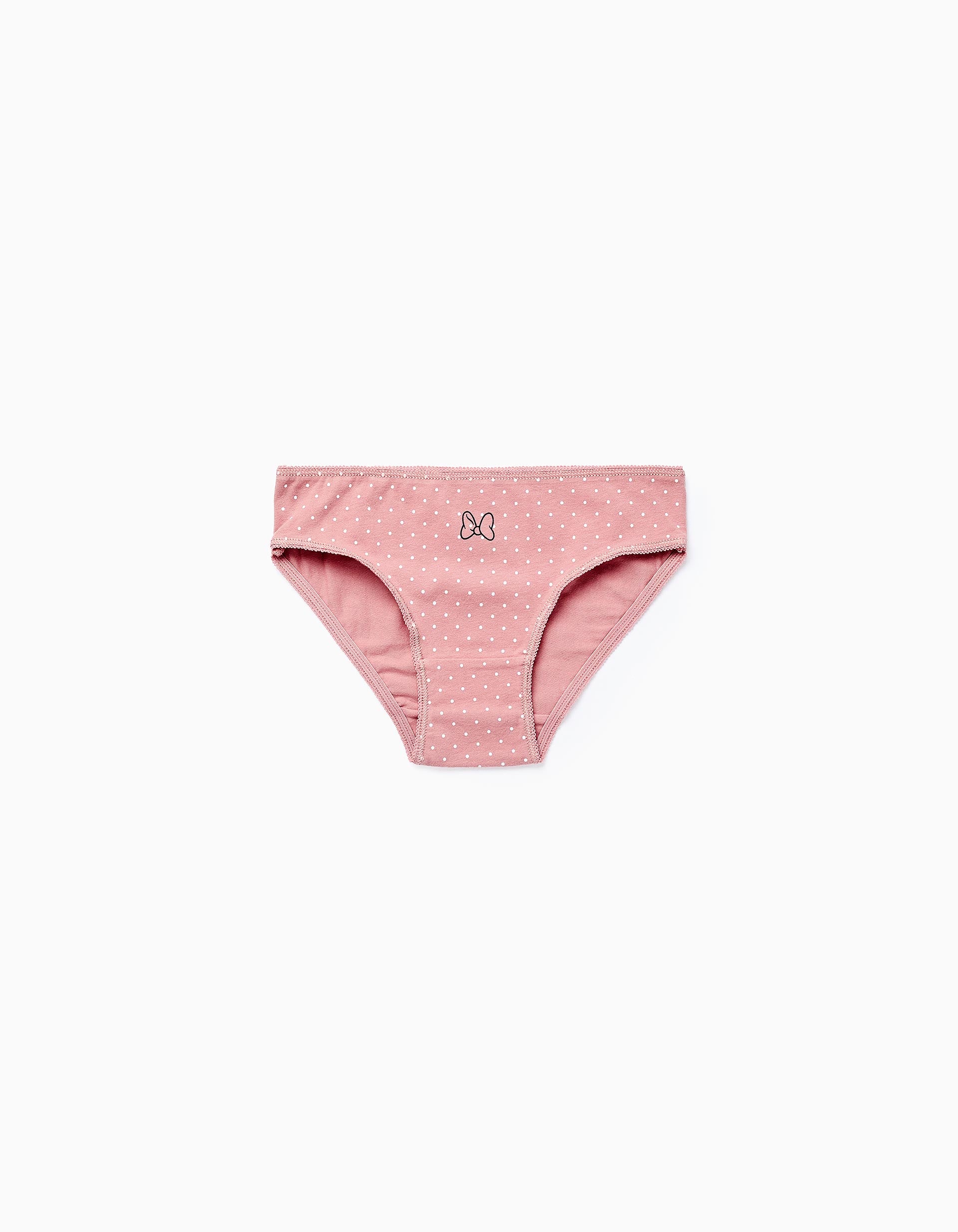 Pack 5 Culottes pour Fille 'Minnie', Rose/Blanc