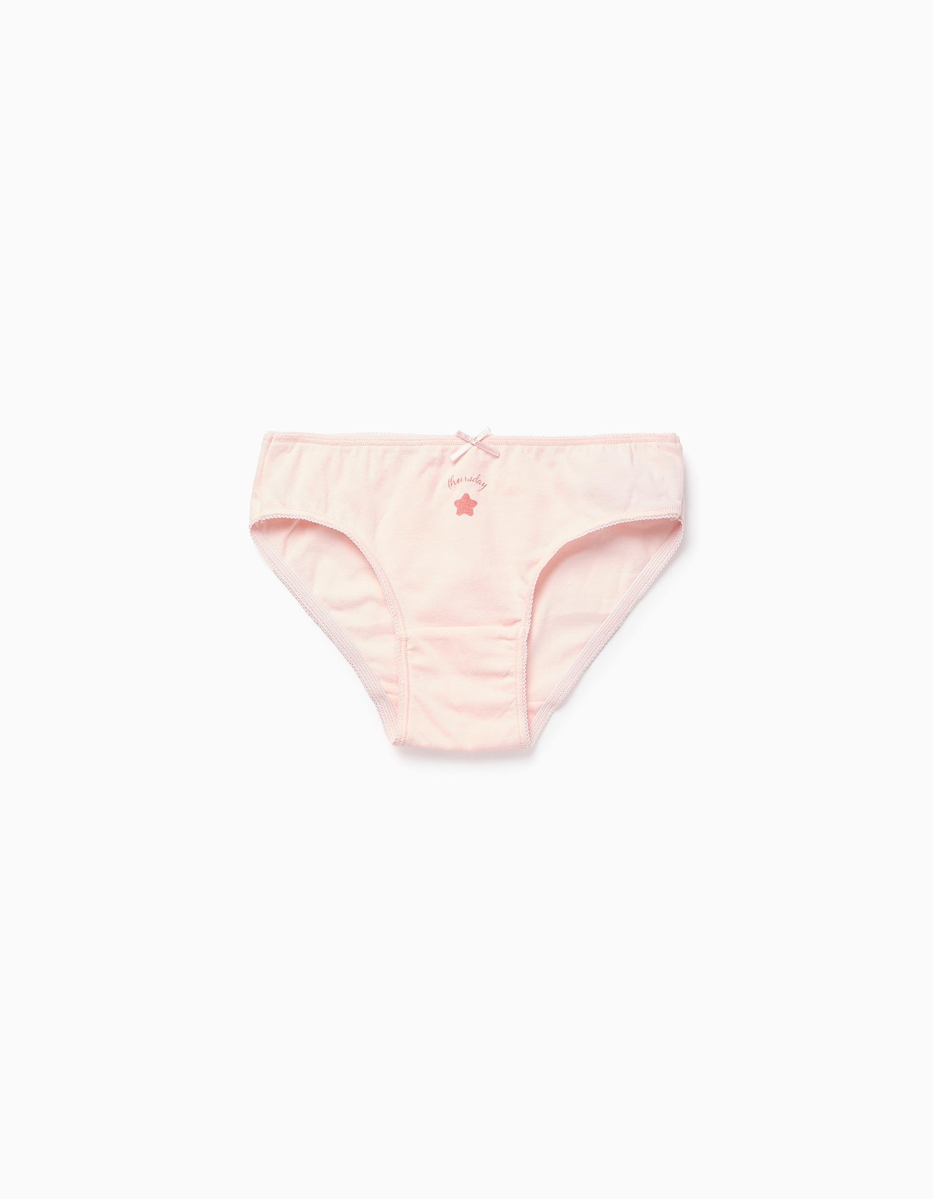 Pack 5 Cuecas para Menina 'Dias da Semana', Branco/Rosa