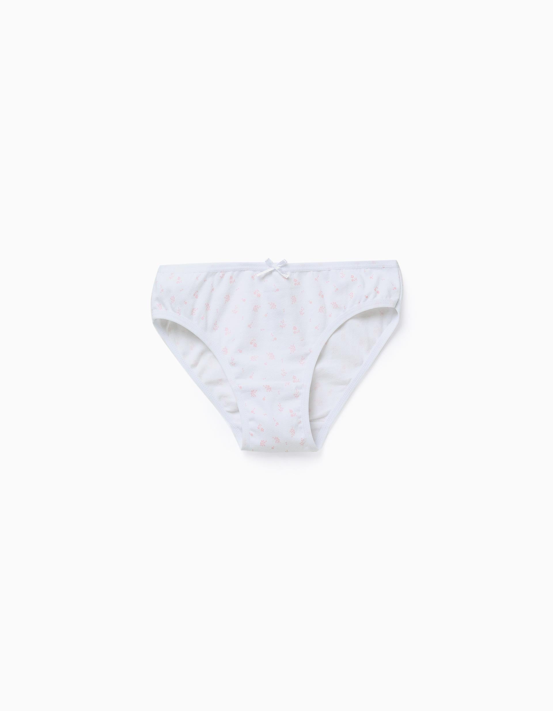 Pack 5 Culottes pour Fille 'Fleurs', Blanc/Rose