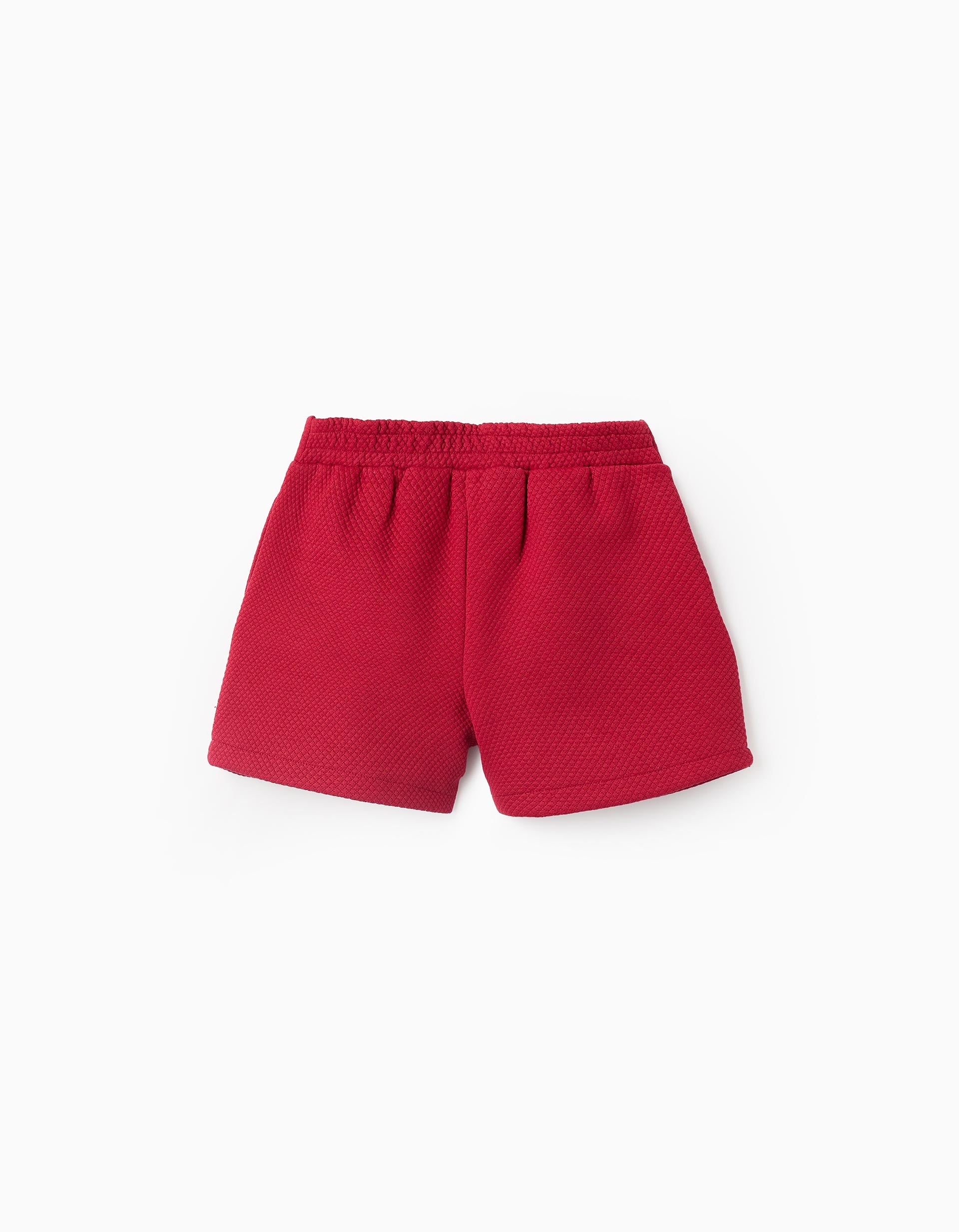 Calções com Textura e Laço de Veludo para Menina, Vermelho