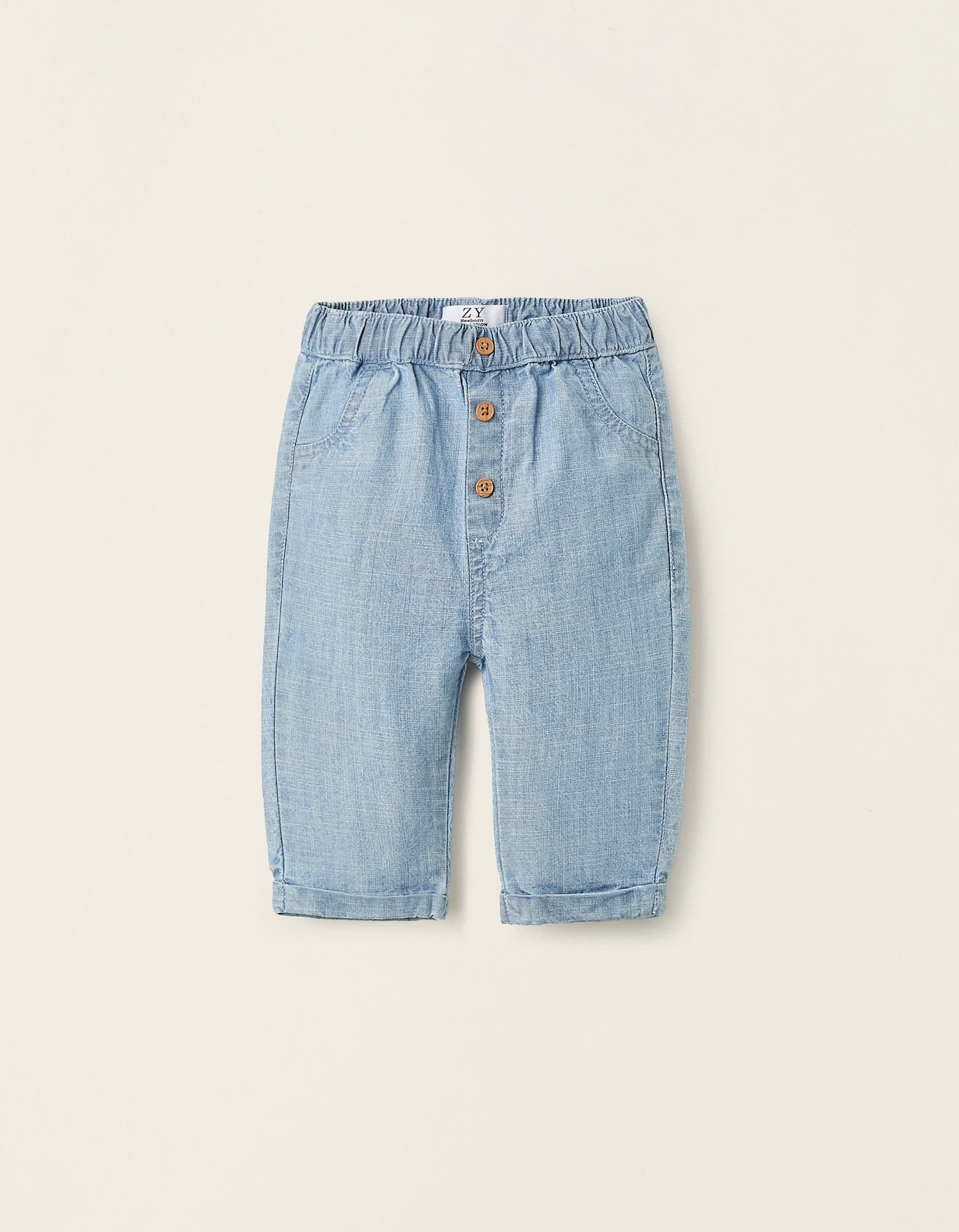 Pantalon Denim en Coton pour Nouveau-Né, Bleu