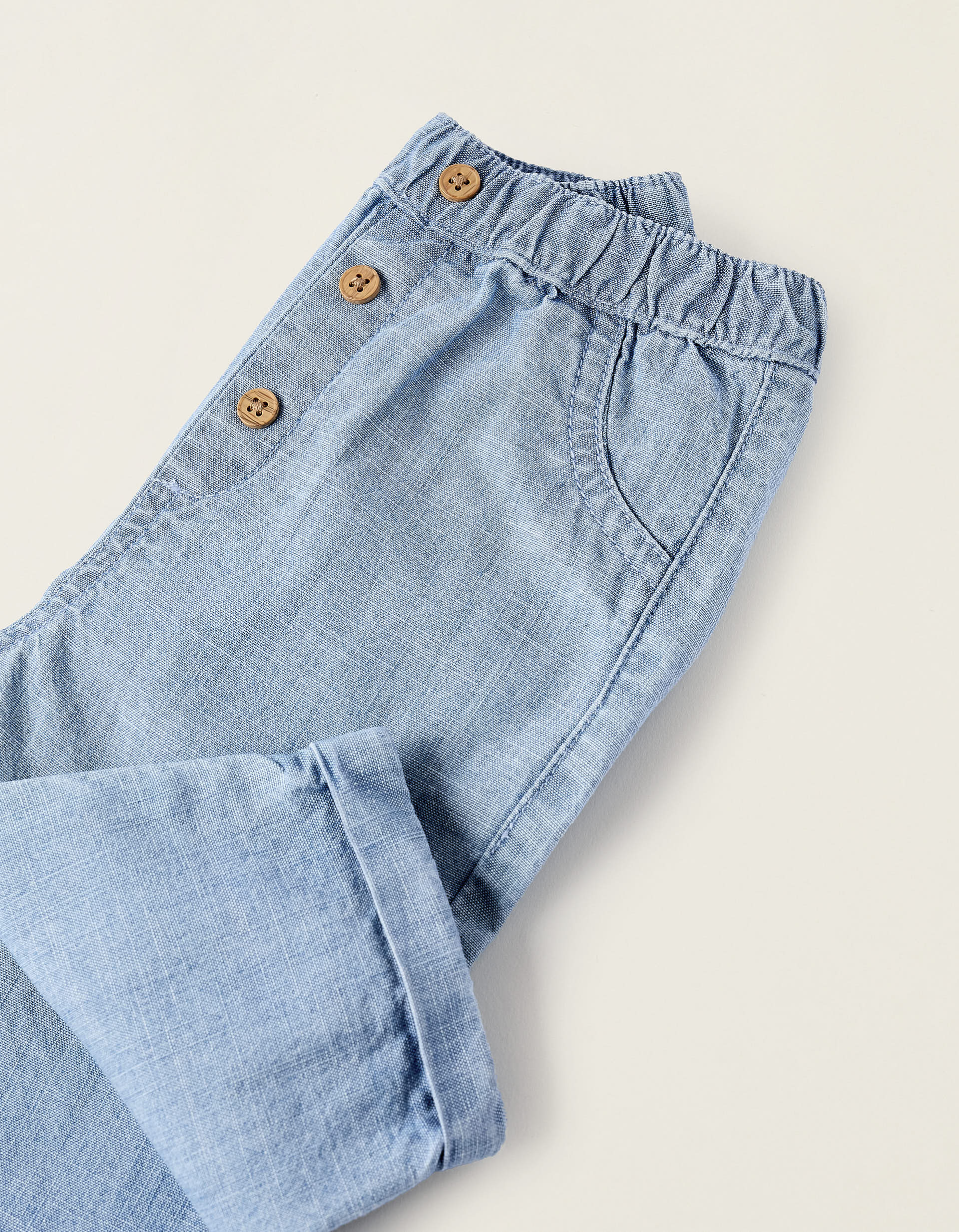 Pantalon Denim en Coton pour Nouveau-Né, Bleu