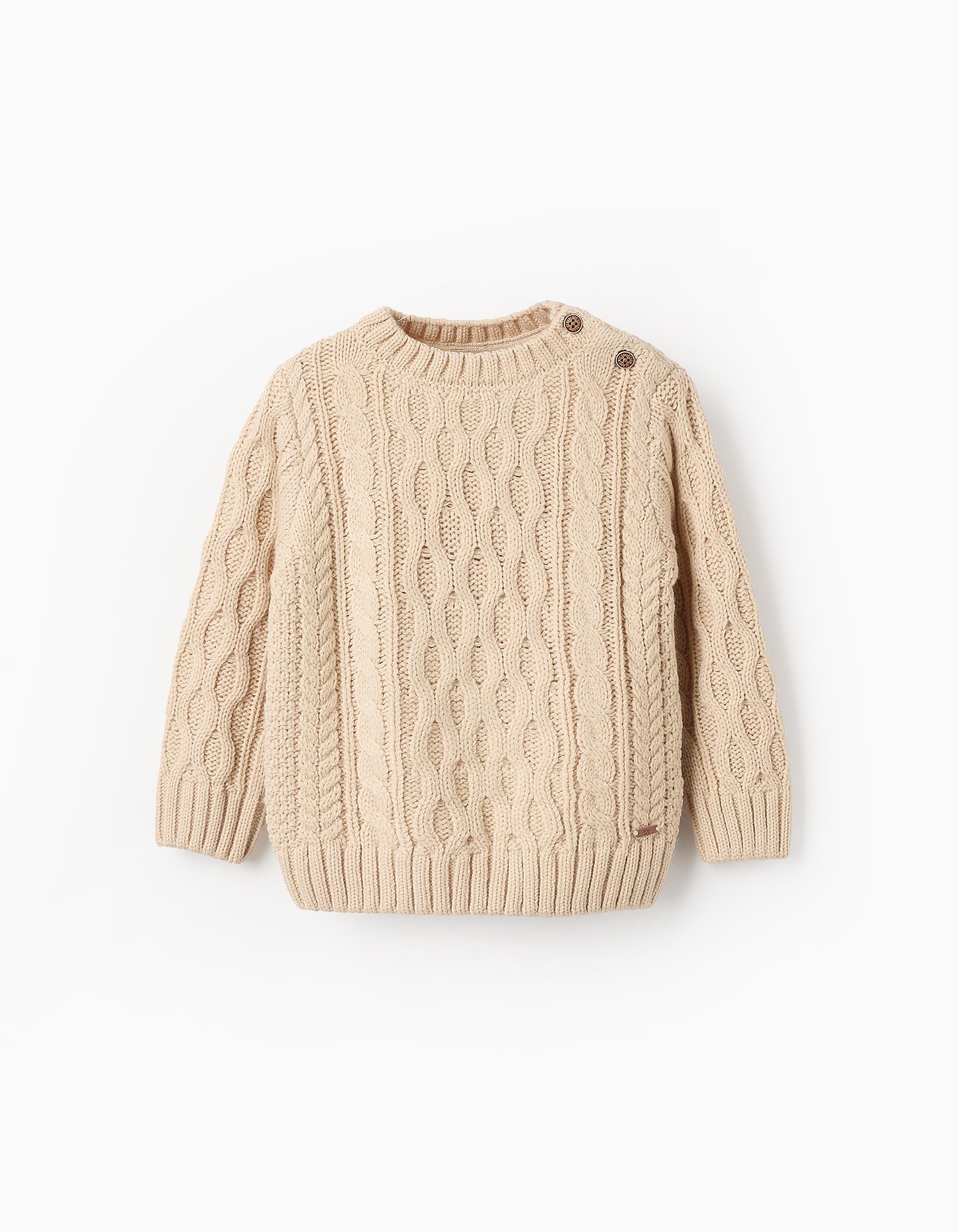 Cable Knit Jumper for Baby Boys, Beige