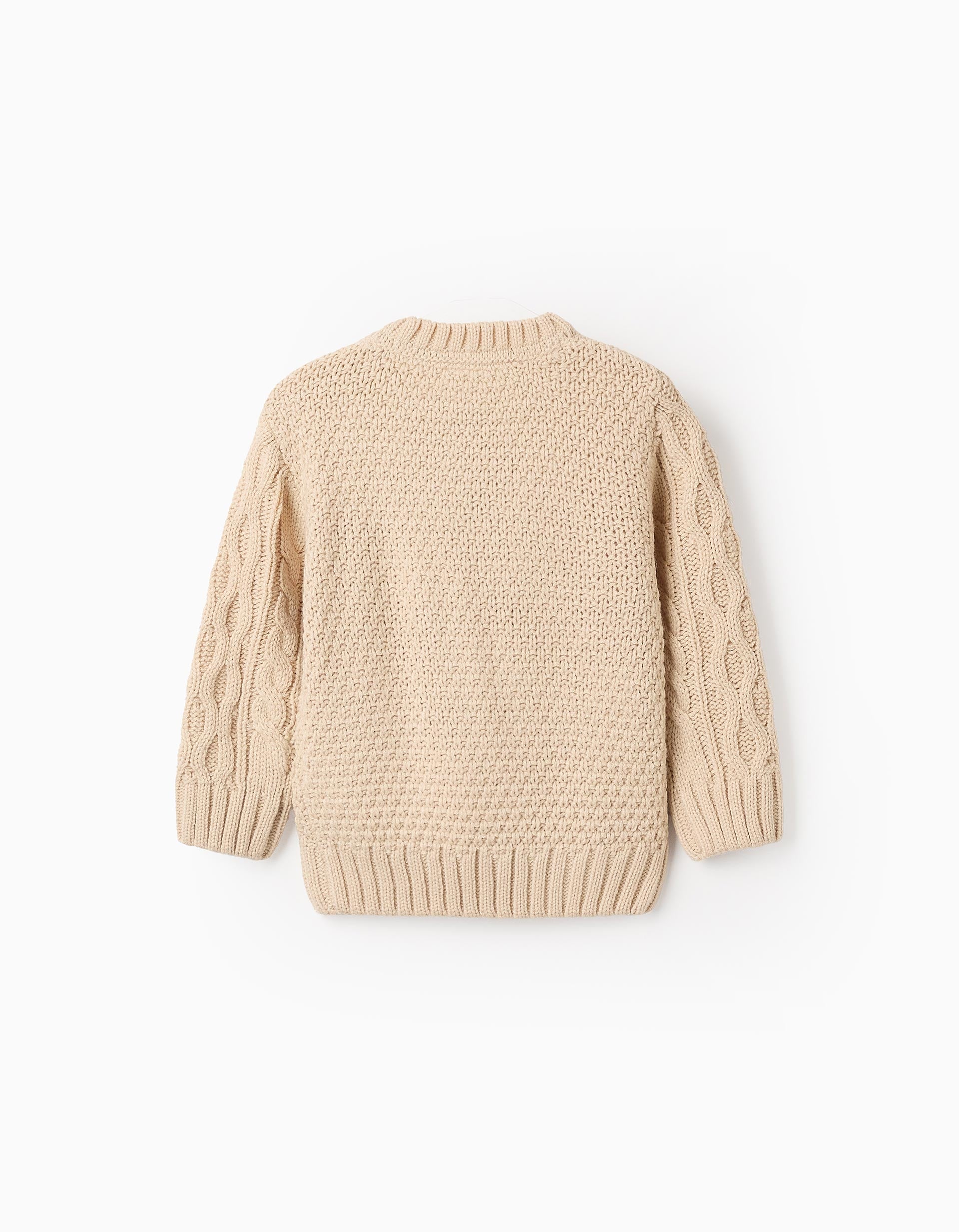 Cable Knit Jumper for Baby Boys, Beige