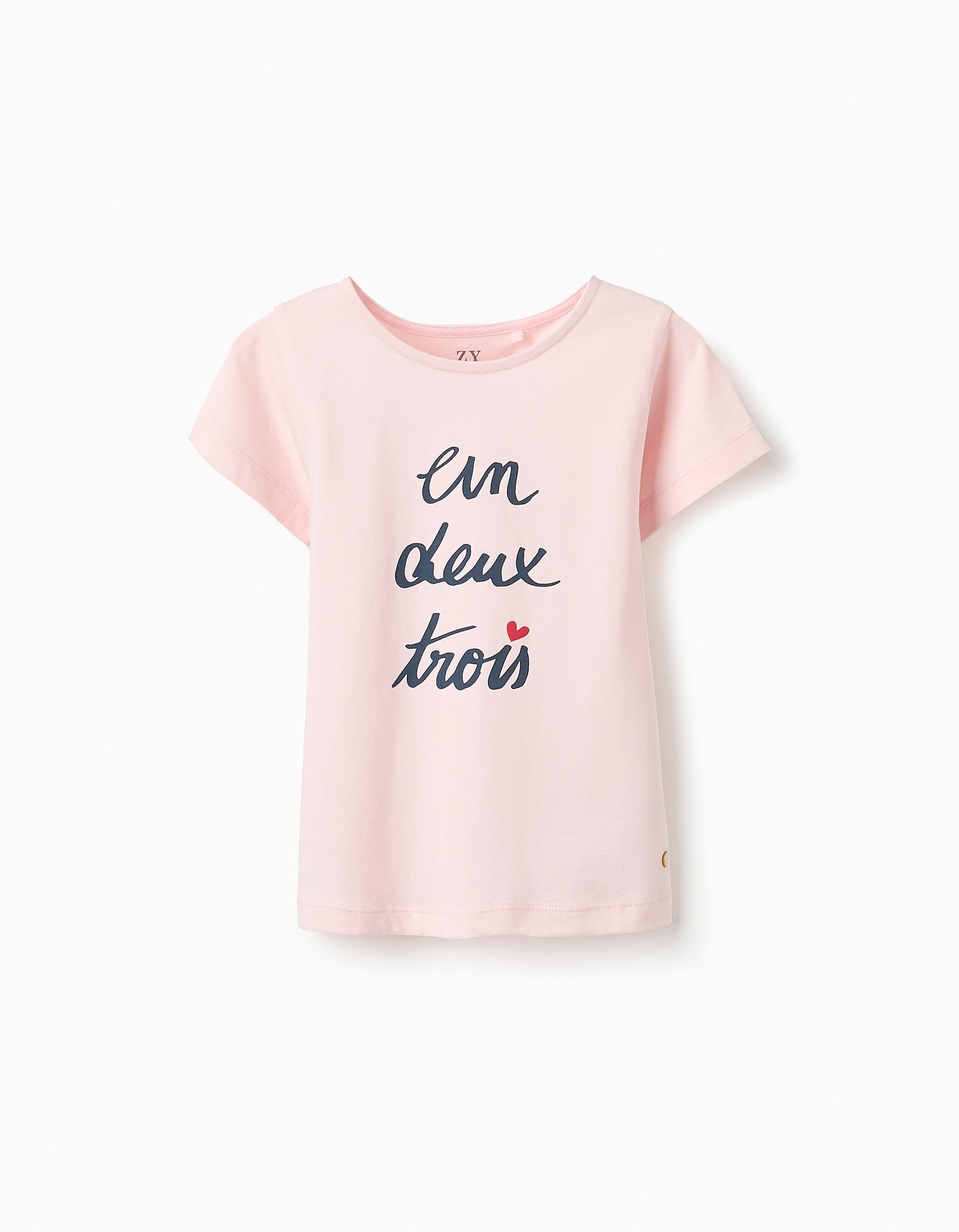 Camiseta de Algodón para Niña '123', Rosa