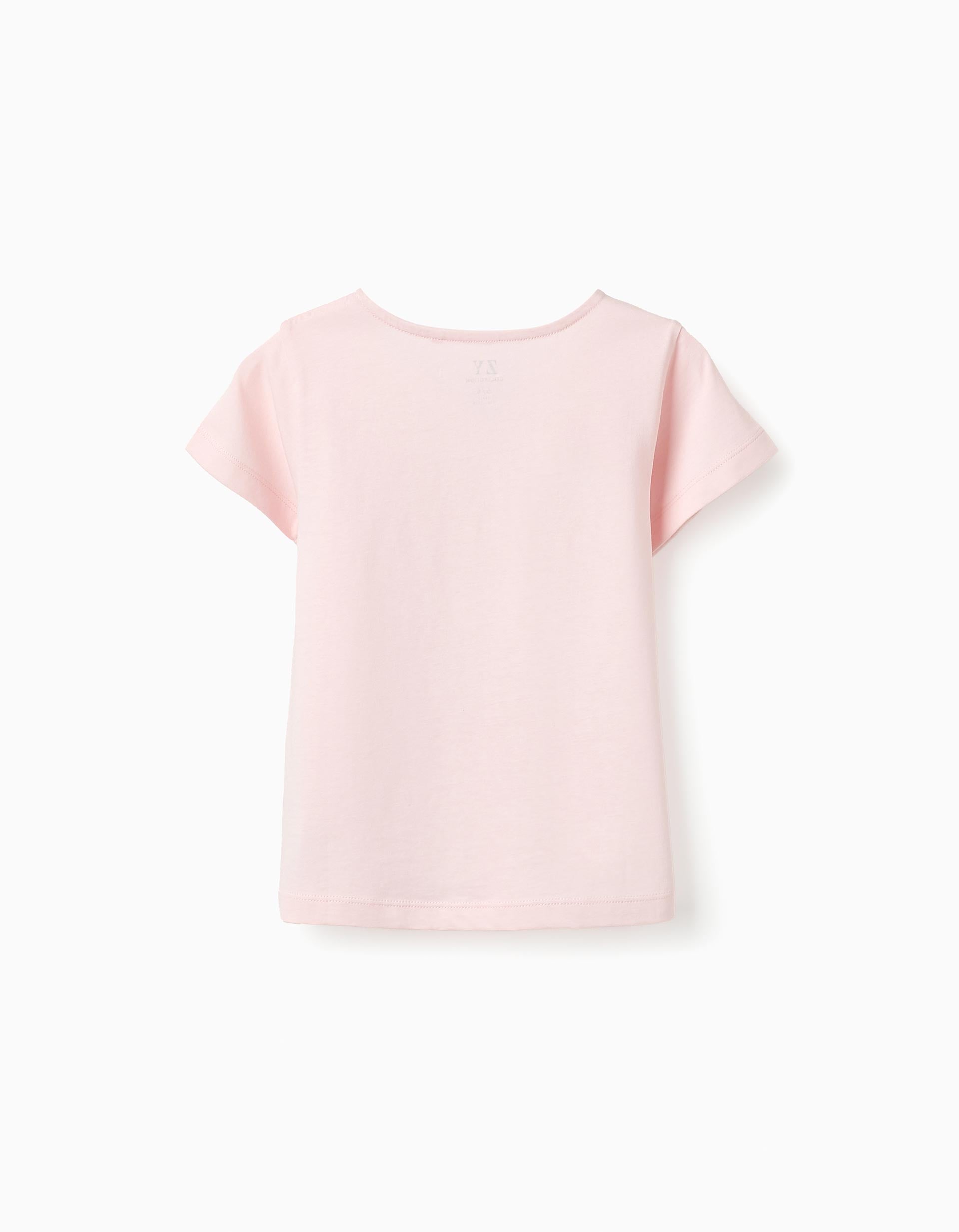 Camiseta de Algodón para Niña '123', Rosa