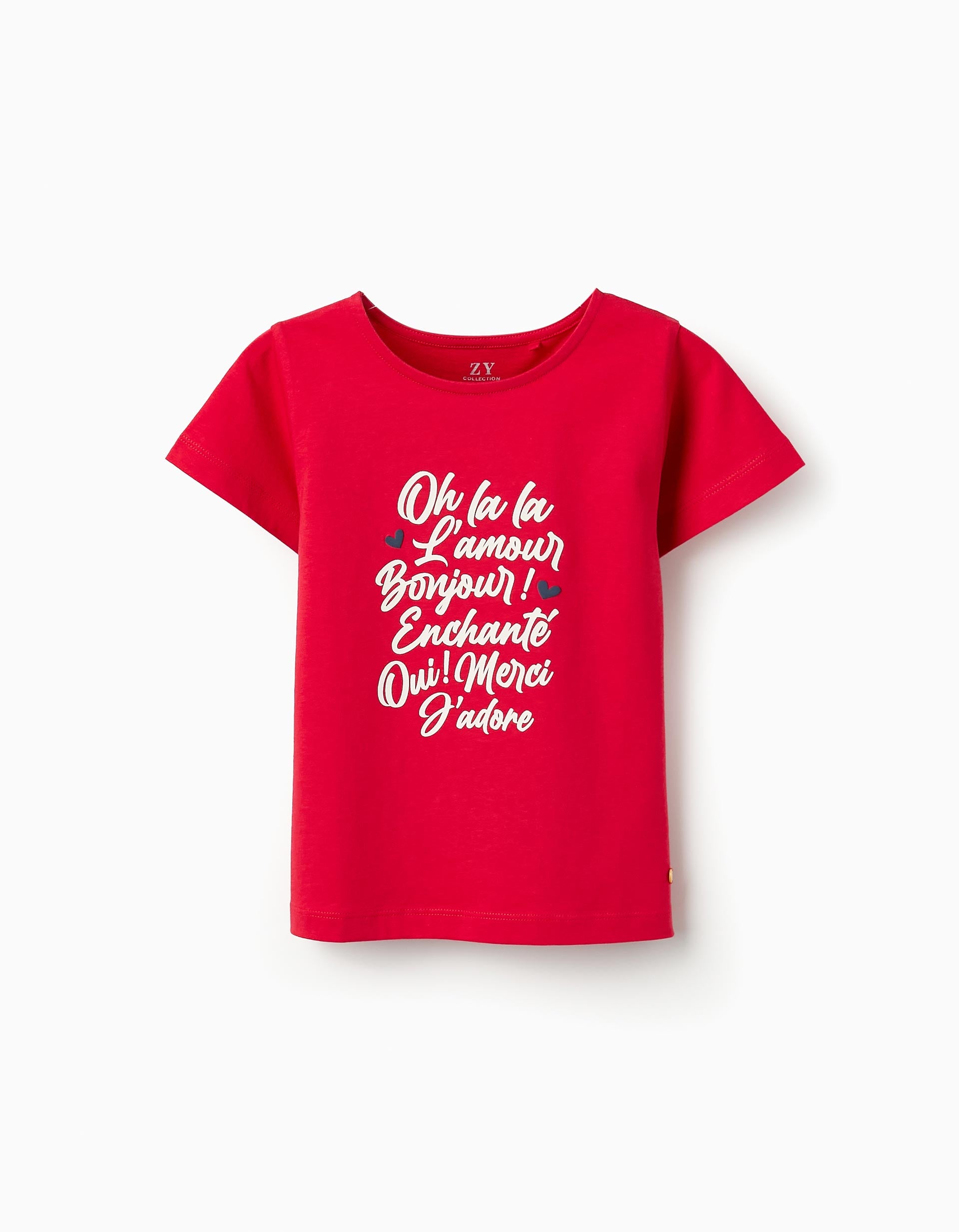 Cotton T-shirt for Girls 'Oh La La', Red