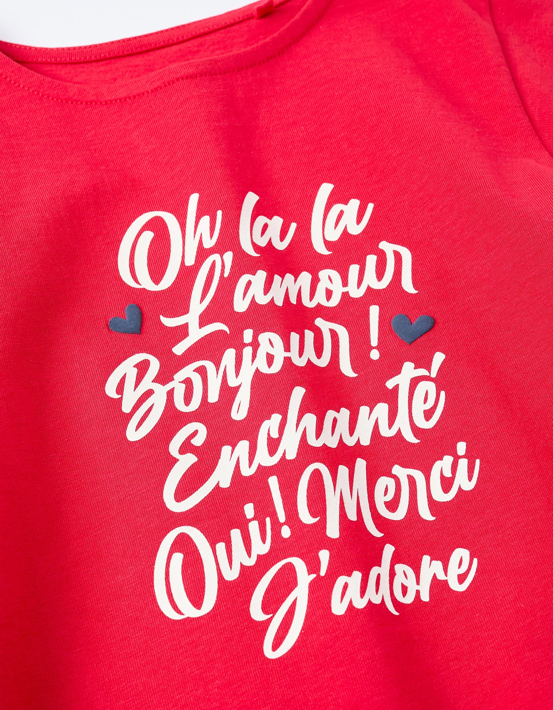 Camiseta de Algodón para Niña 'Oh La La', Rojo