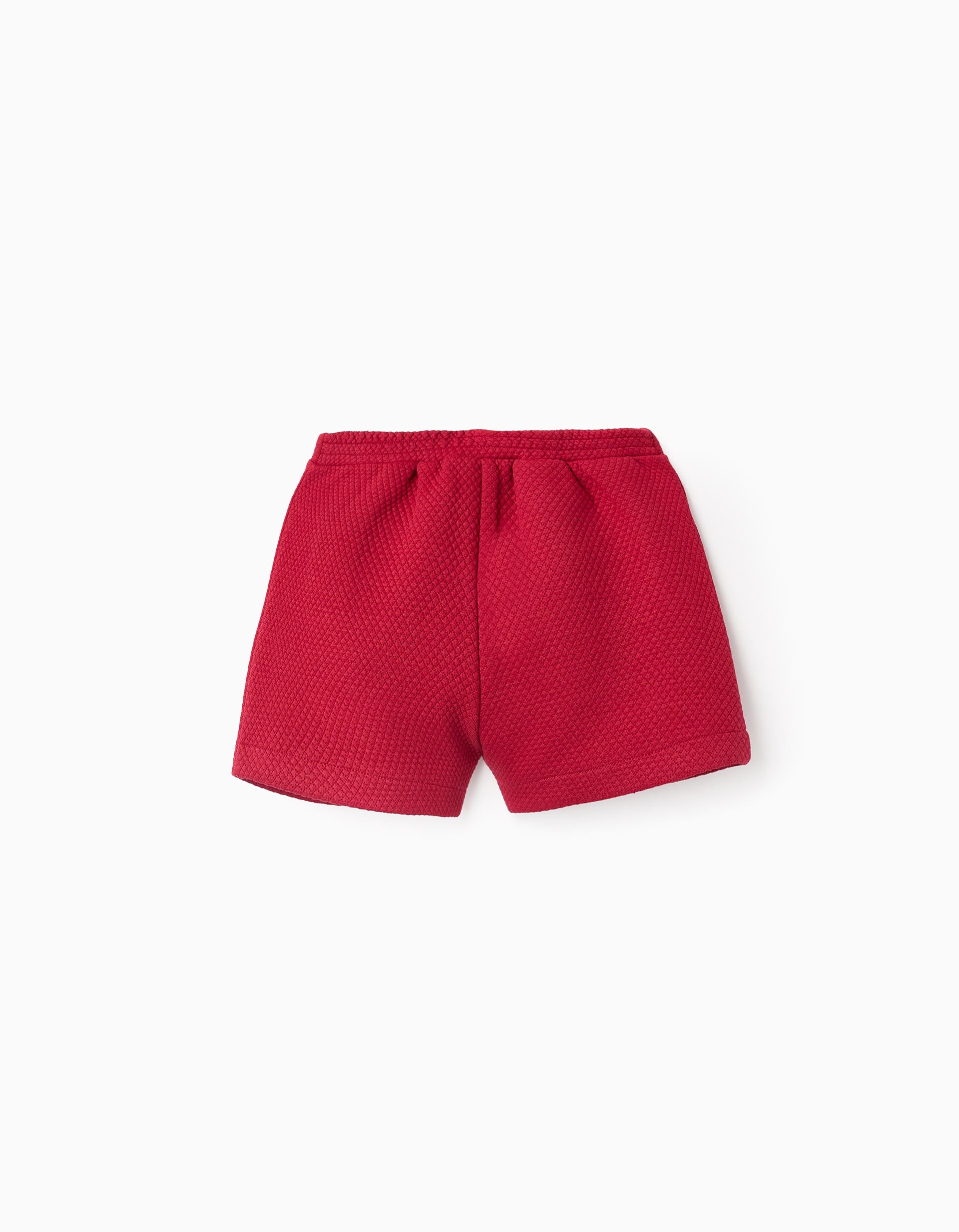 Textured Shorts with Velvet Bow for Baby Girls, Red