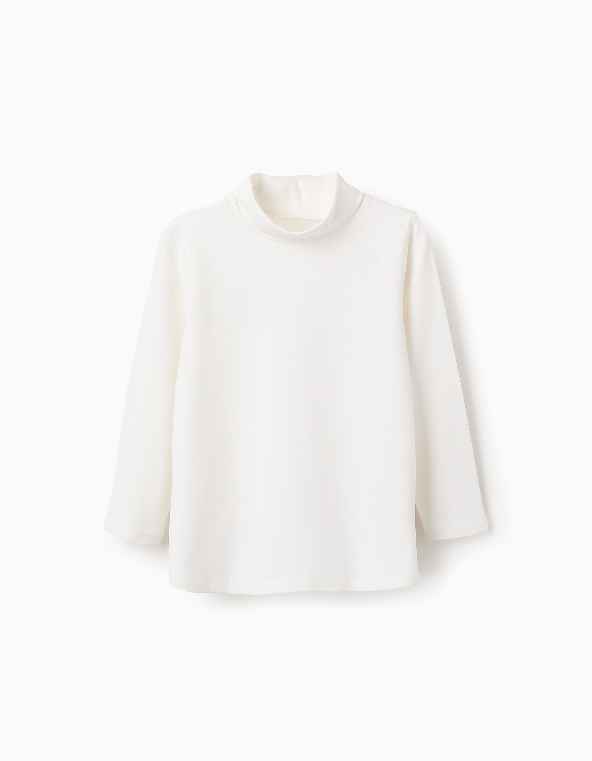 Jersey de Algodón con Cuello Semialto para Niña, Blanco