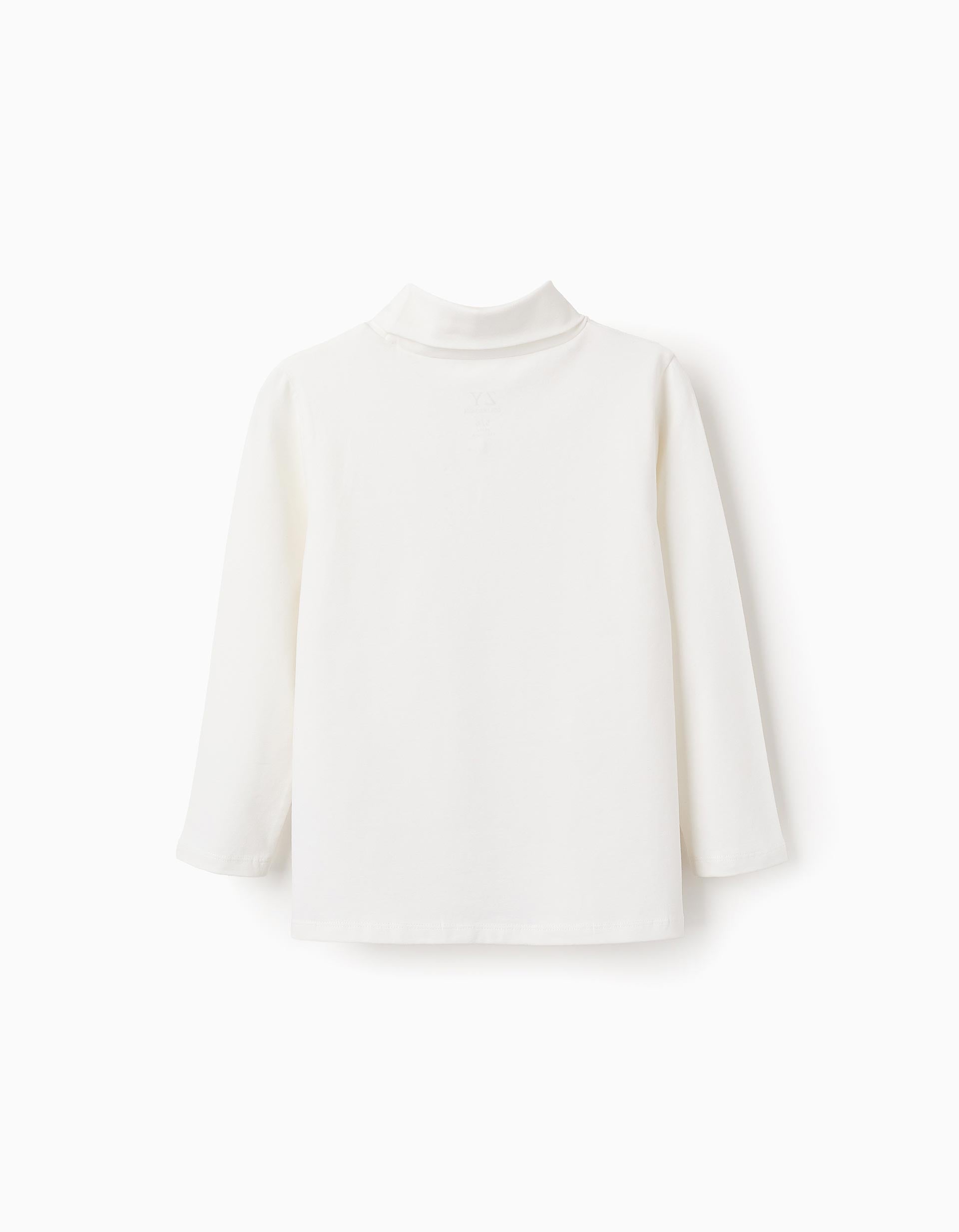 Pull en Coton à Col Semi-Montant pour Fille, Blanc