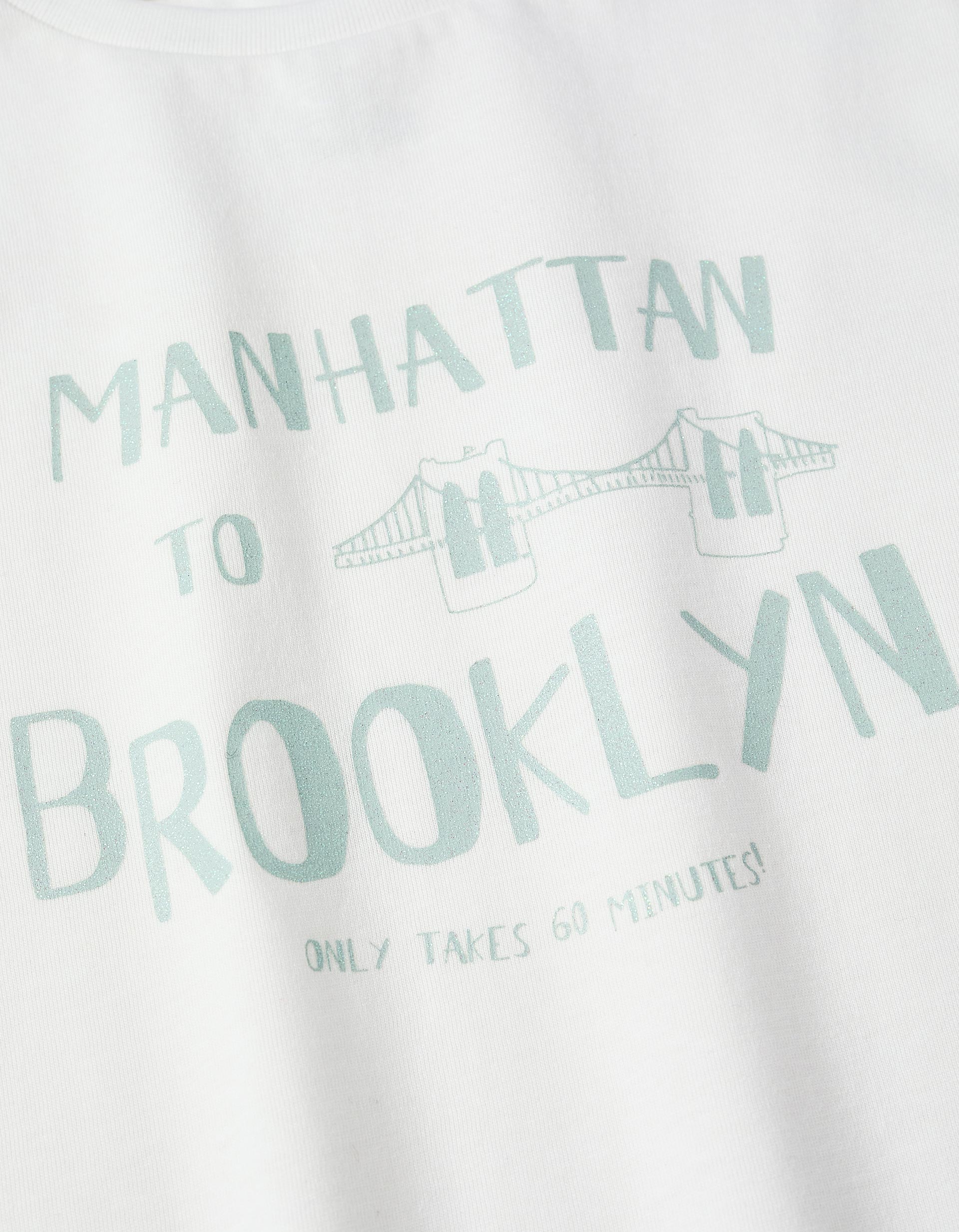 T-shirt com Purpurinas para Menina 'NYC', Branco