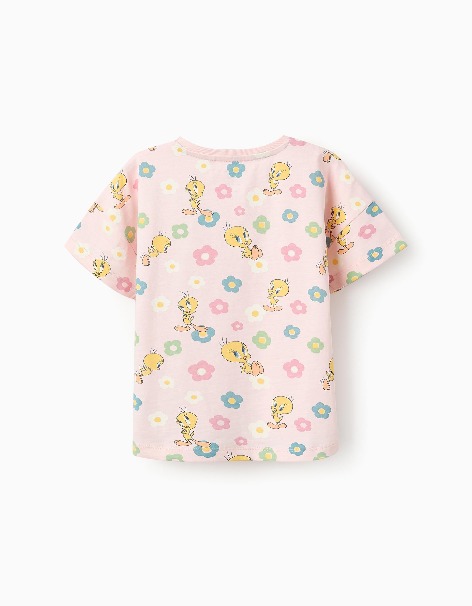 Cotton Floral T-shirt for Girls 'Tweety', Pink