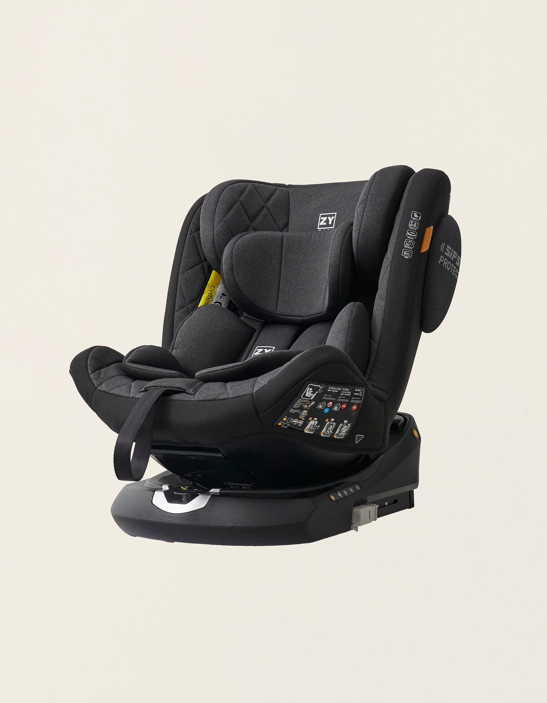 Siège Auto I-Size ZY Safe Premium avec Isofix (76-150), Noir/Gris