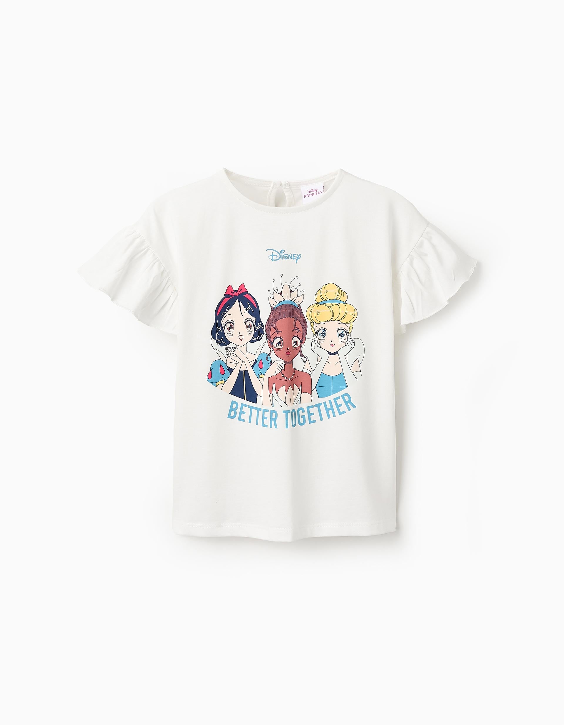 T-shirt en Coton pour Fille 'Princesses de Disney', Blanc