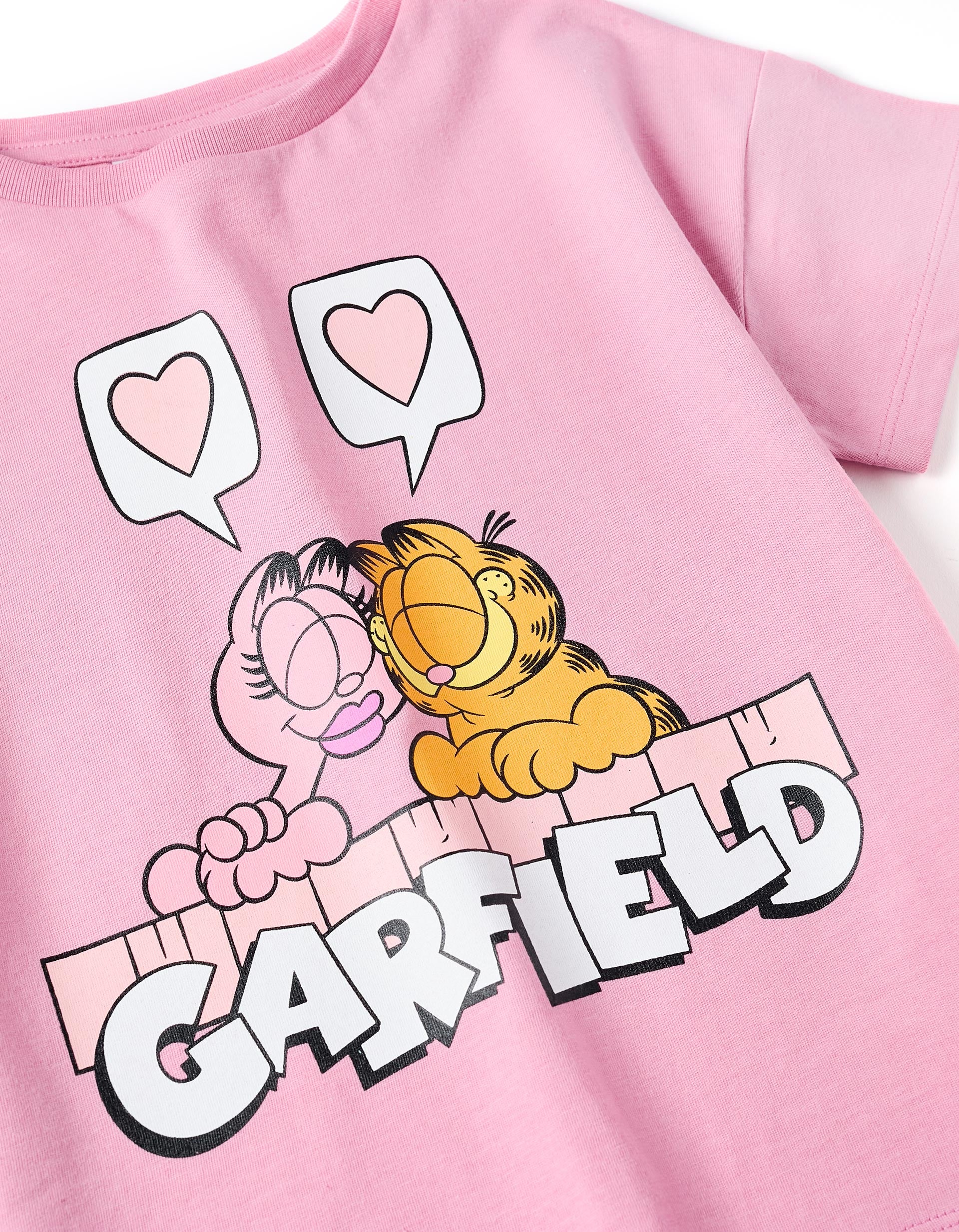 Camiseta de Algodón para Niña 'Garfield', Rosa