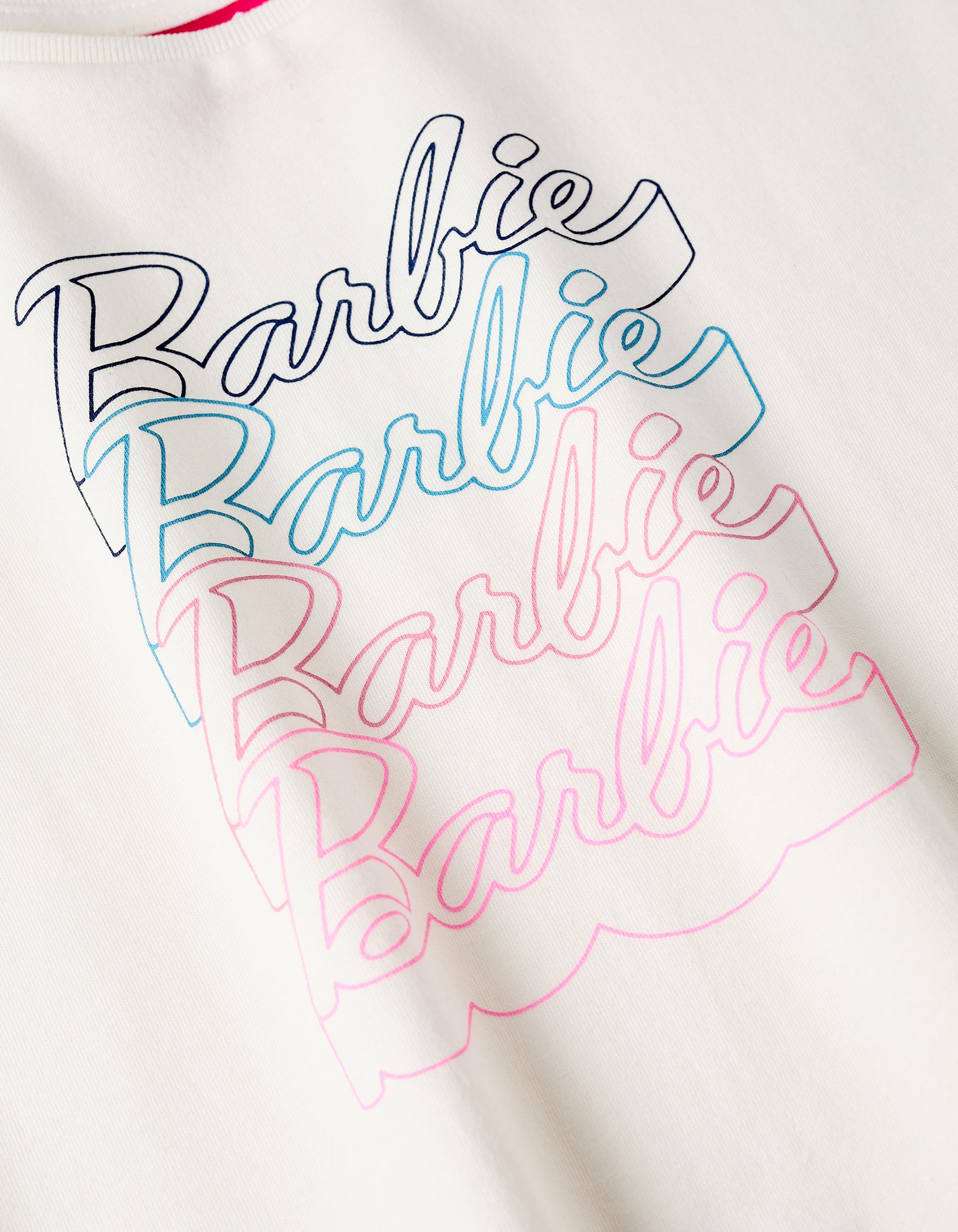 T-shirt Cropped em Algodão para Menina 'Barbie', Branco