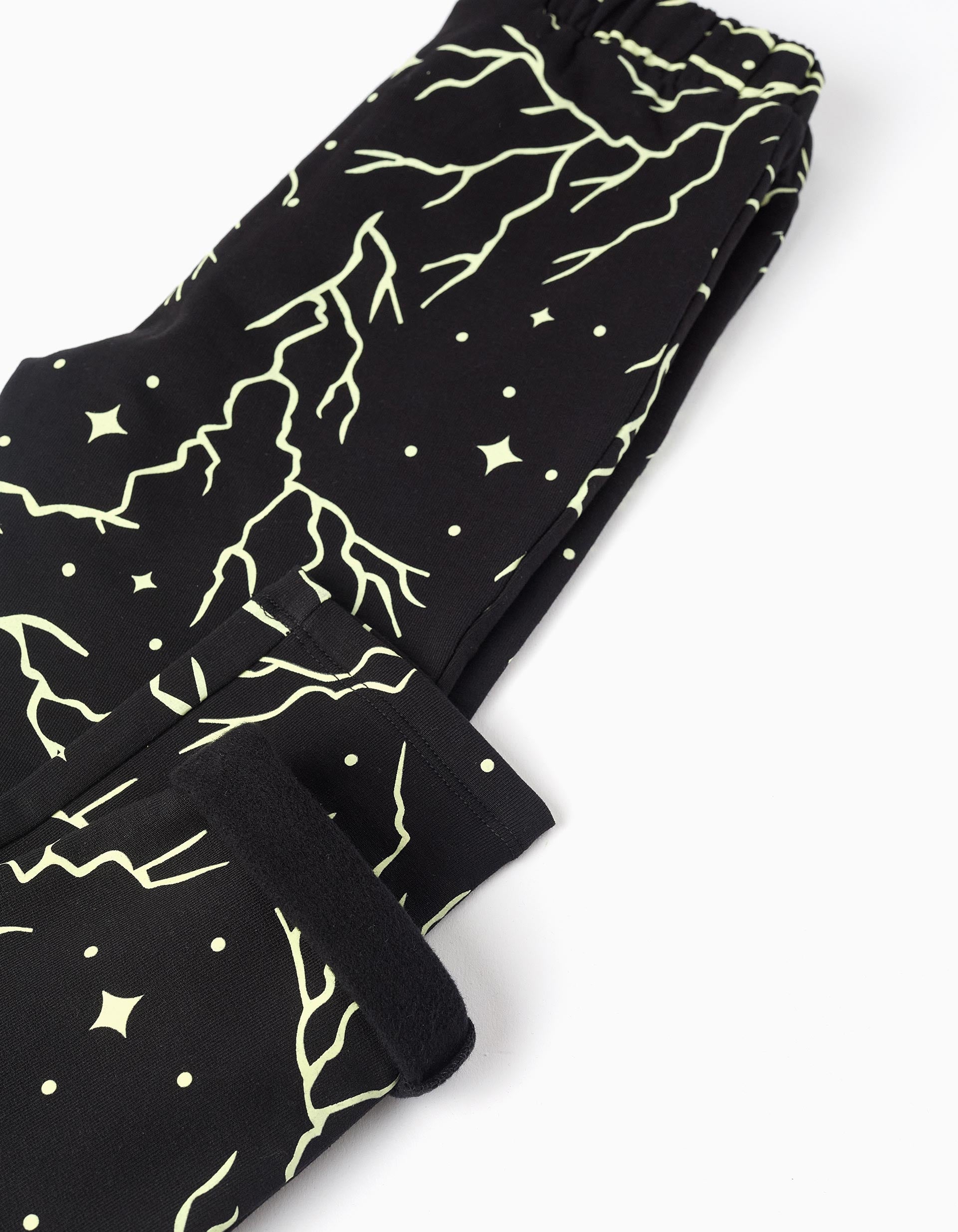 Fleece Leggings Glow in the Dark for Girls, Black