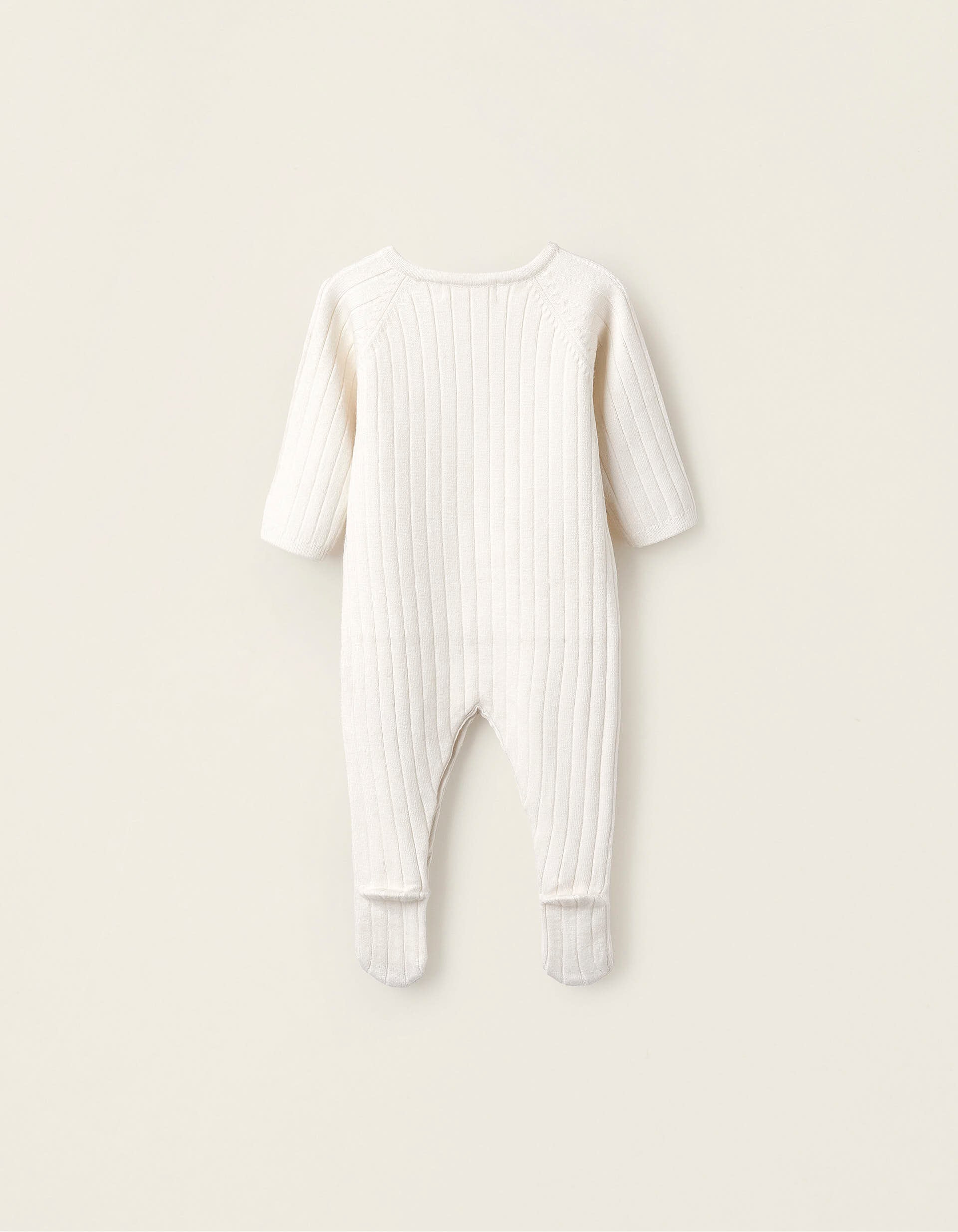 Babygrow de Malha com Riscas e Bolinhas para Recém-Nascido, Branco