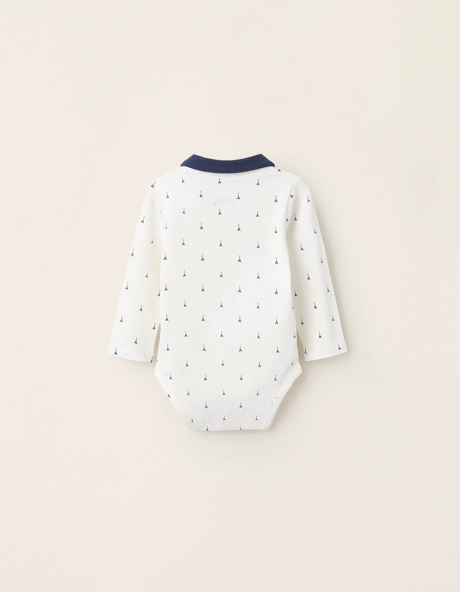 Bodysuit with Motif for Newborns, White