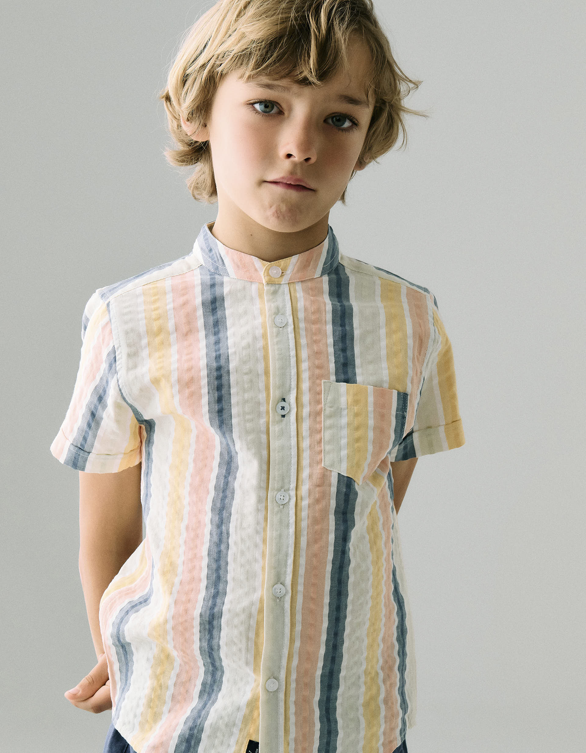 Camisa de Algodón a Rayas para Niño 'B&S', Multicolor