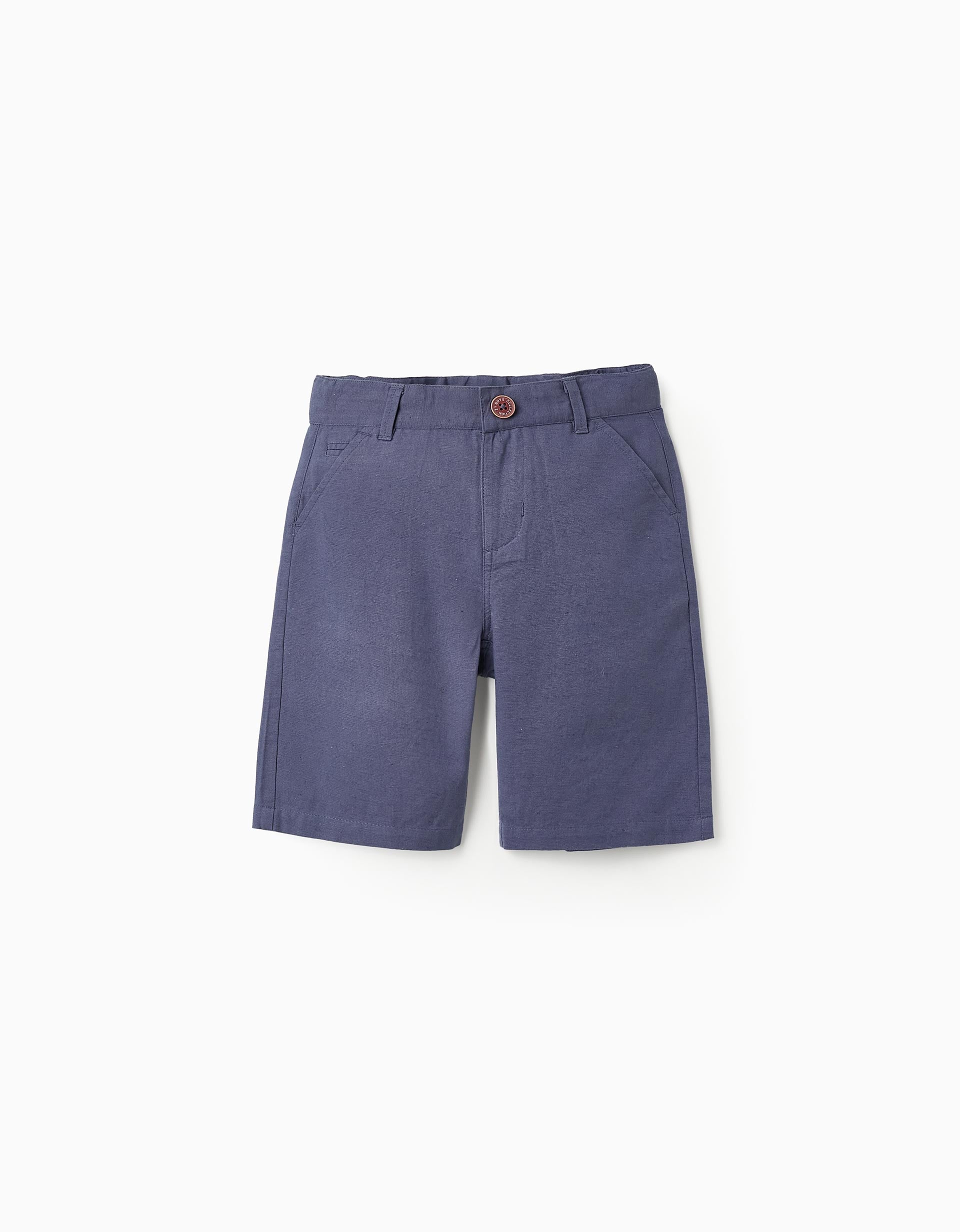 Cotton and Linen Shorts for Boys 'B&S', Blue