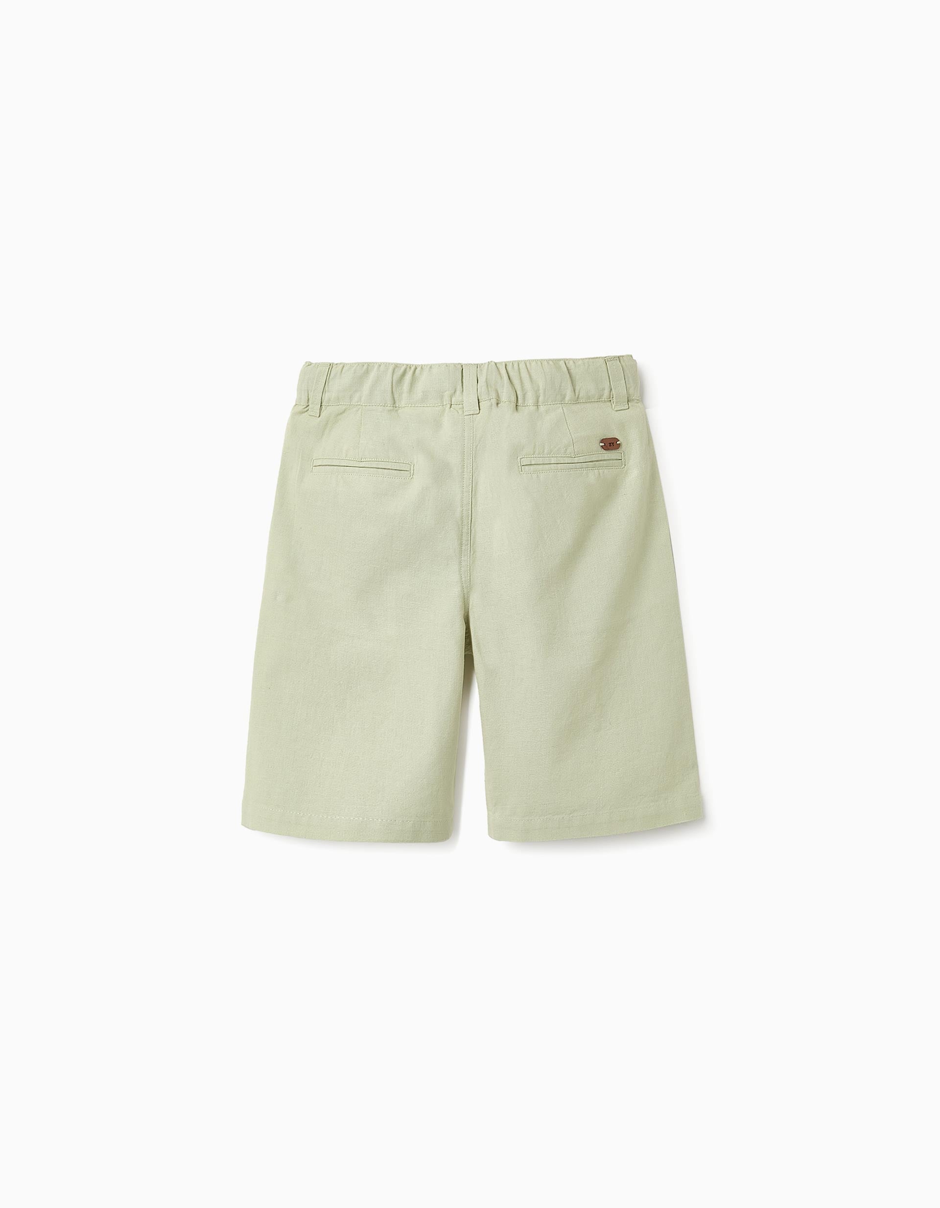 Short en Coton et Lin pour Garçon 'B&S', Vert