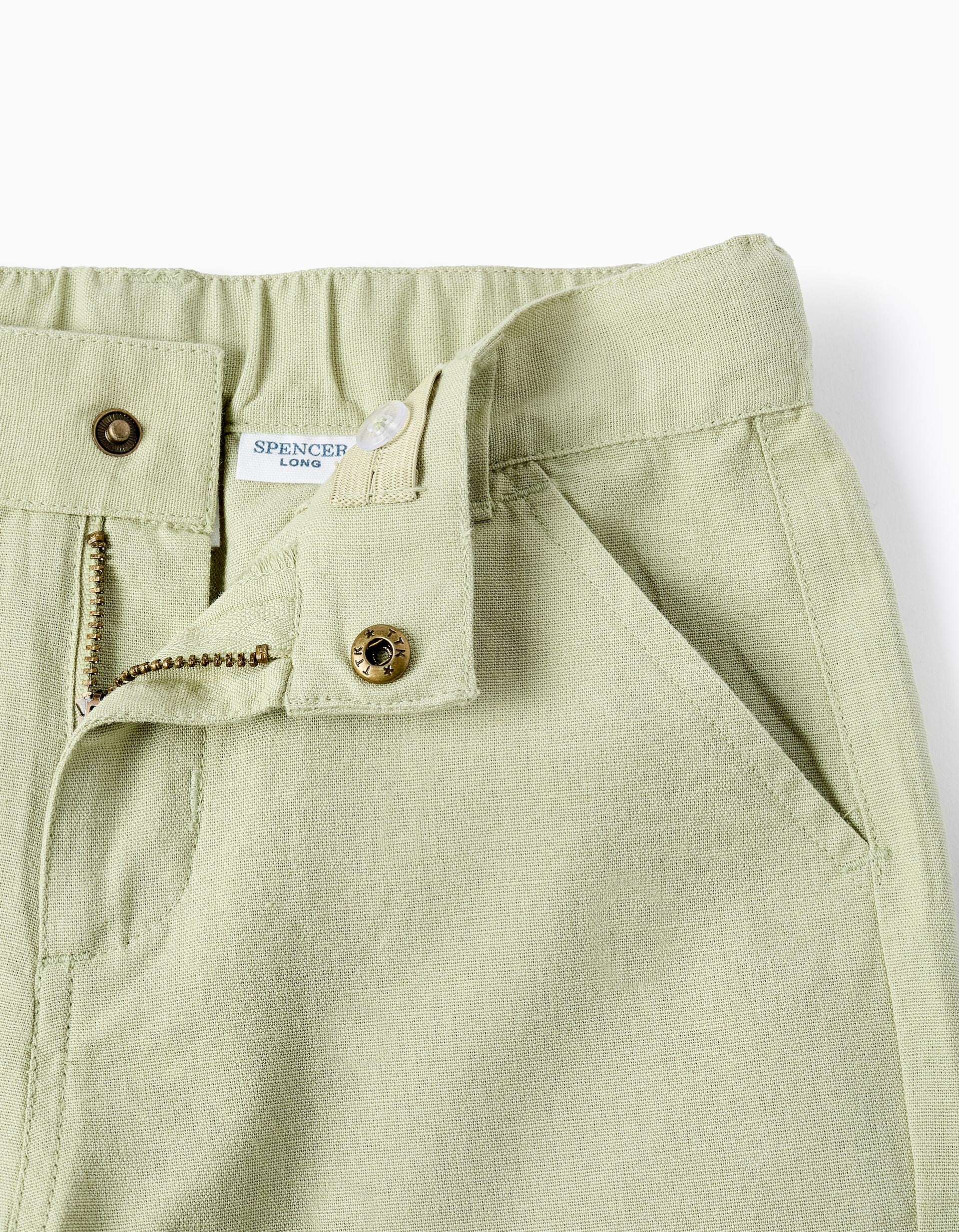 Pantalones Cortos de Algodón y Lino para Niño 'B&S', Verde