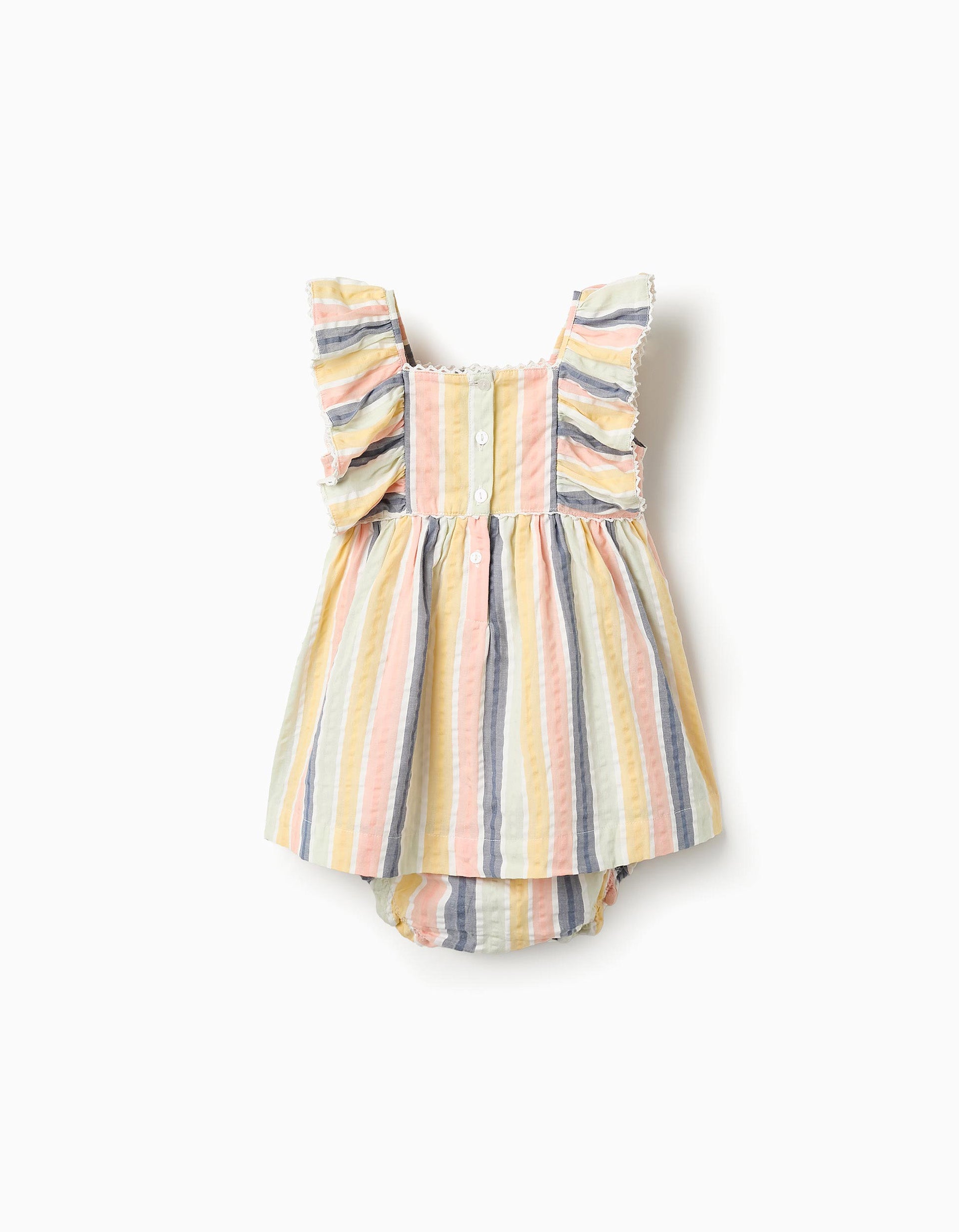 Vestido + Tapa-Fralda às Riscas para Bebé Menina 'B&S', Multicolor