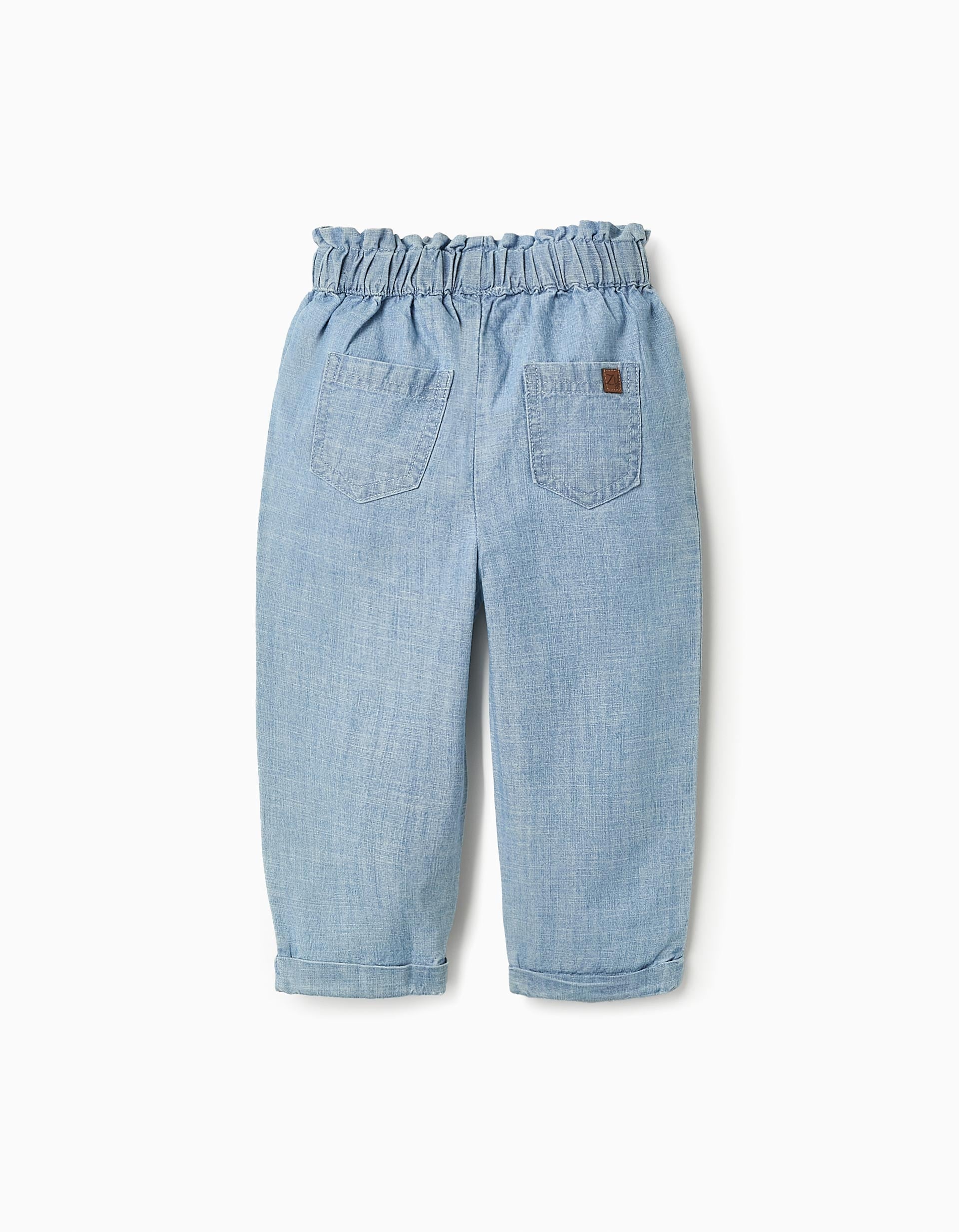 Denim Trousers with Bow for Baby Girls, Blue