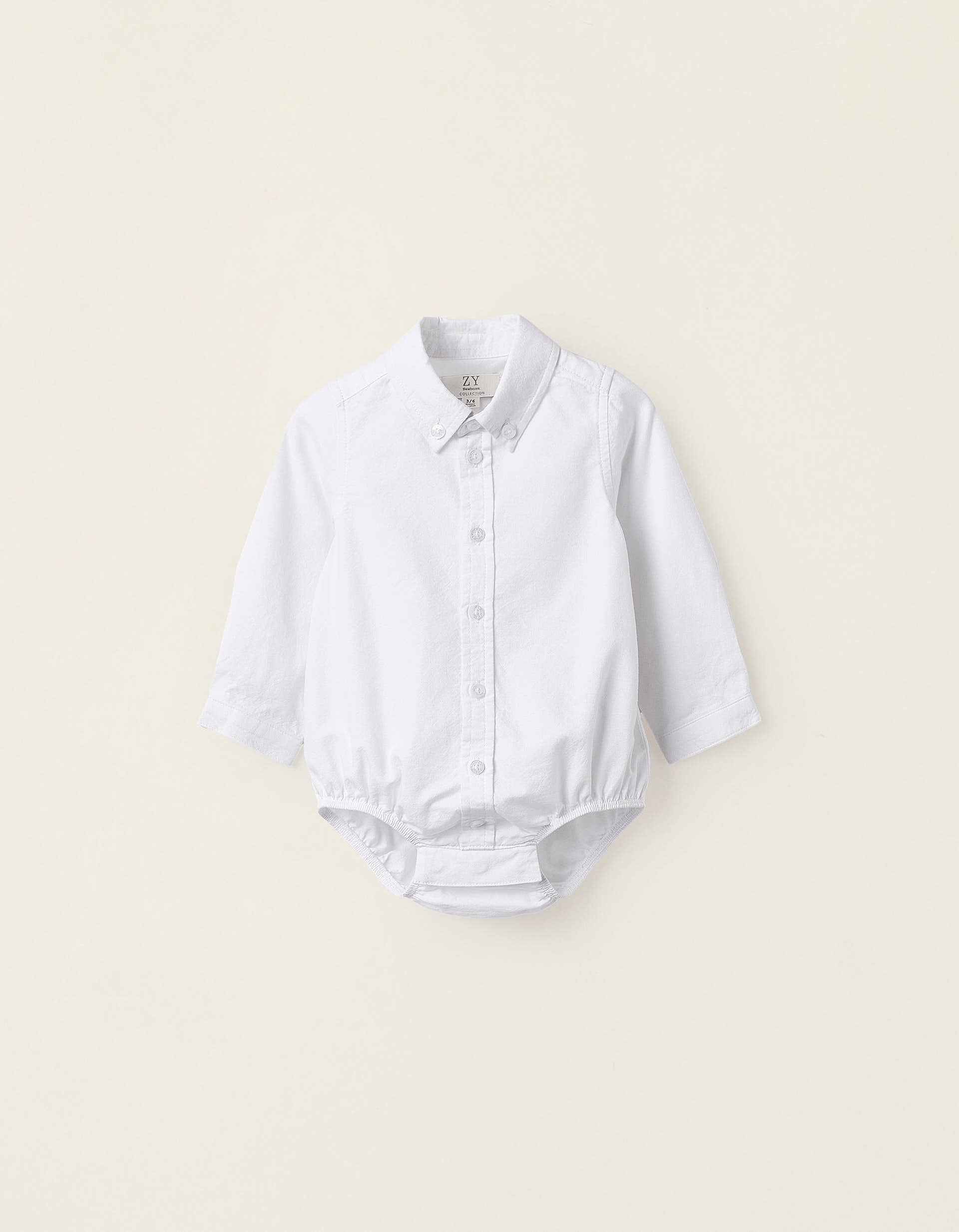 Body-Camisa de Algodão para Recém-Nascido, Branco