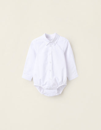 Body-Camisa de Algodón para Recién Nacido, Blanco