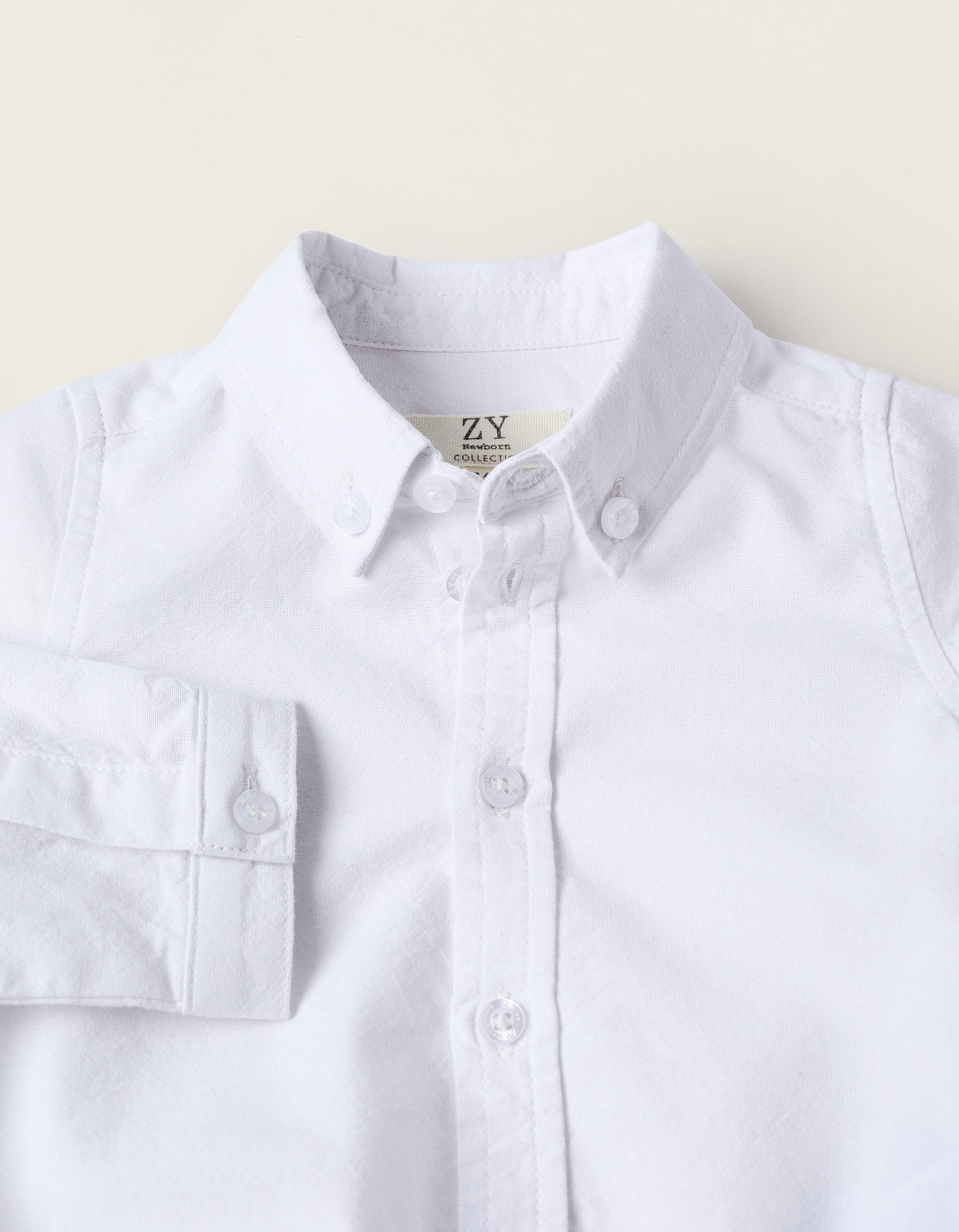 Body-Camisa de Algodão para Recém-Nascido, Branco