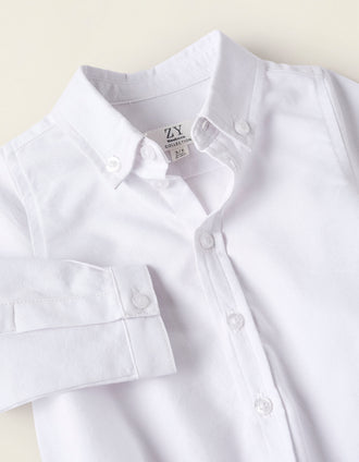 Body-Camisa de Algodón para Recién Nacido, Blanco
