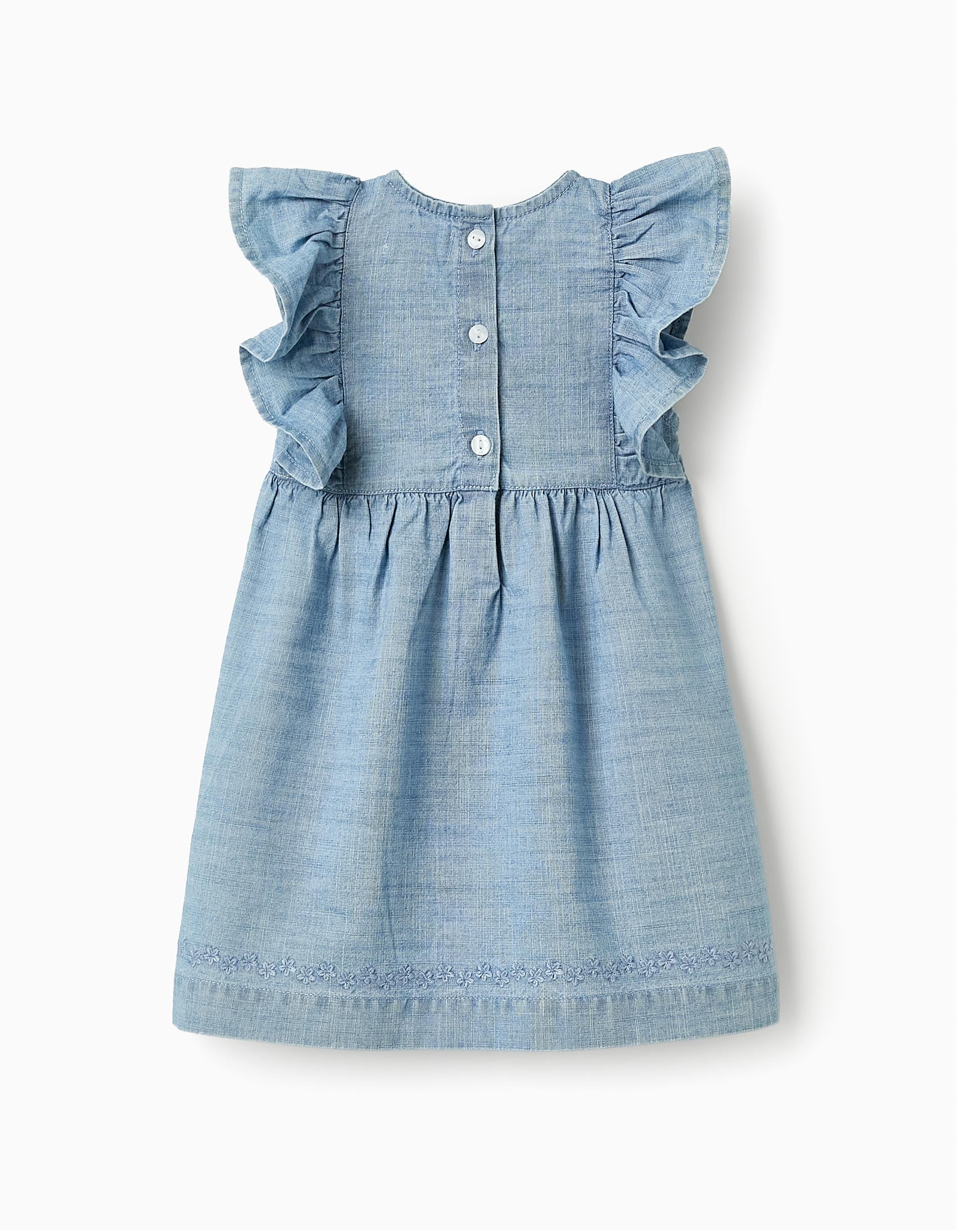 Vestido Vaquero con Bordados para Bebé Niña, Azul