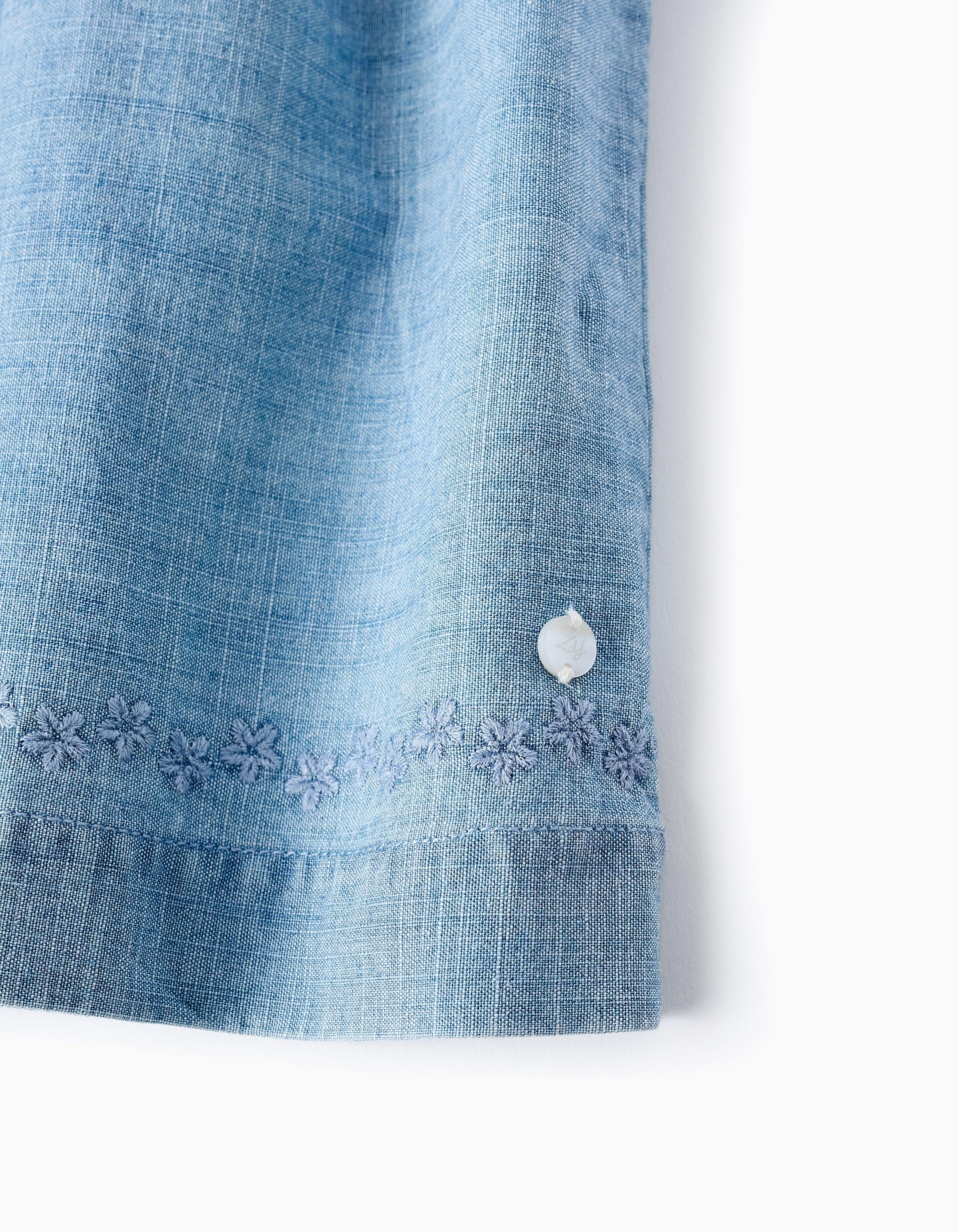 Robe en Jean avec Broderies pour Bébé Fille, Bleu