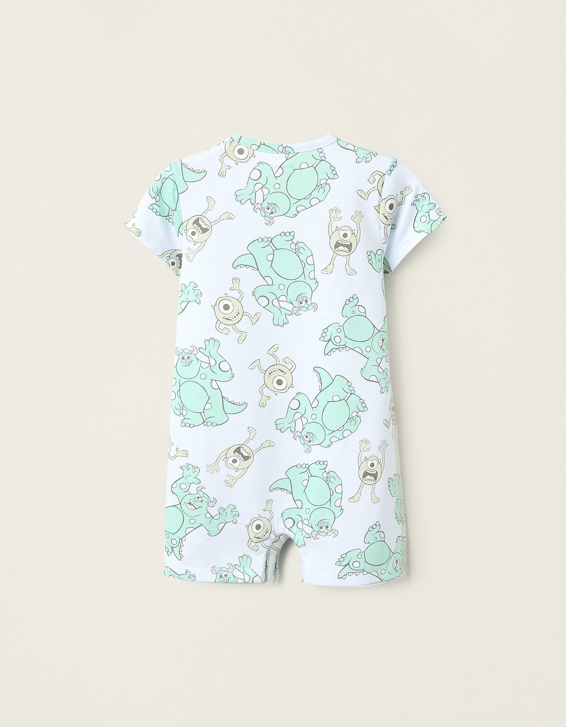 Pyjama Court en Coton pour Bébé Garçon 'Monstres', Bleu/Vert