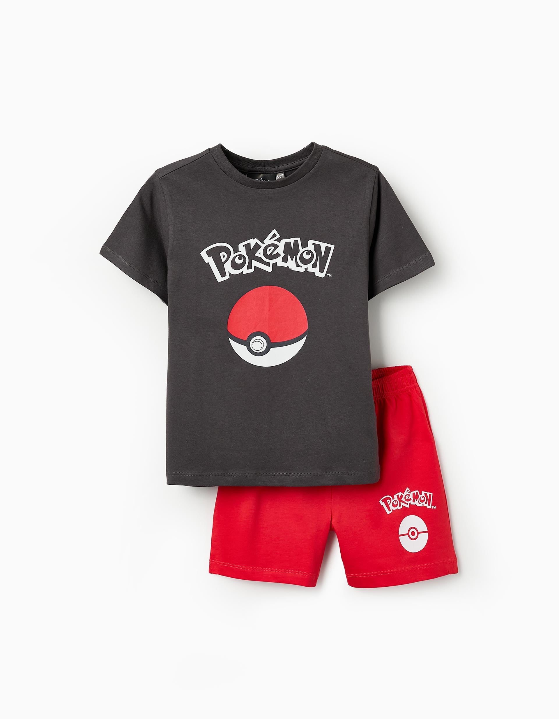 Pyjama en Coton pour Garçon 'Pokémon', Rouge/Gris foncé