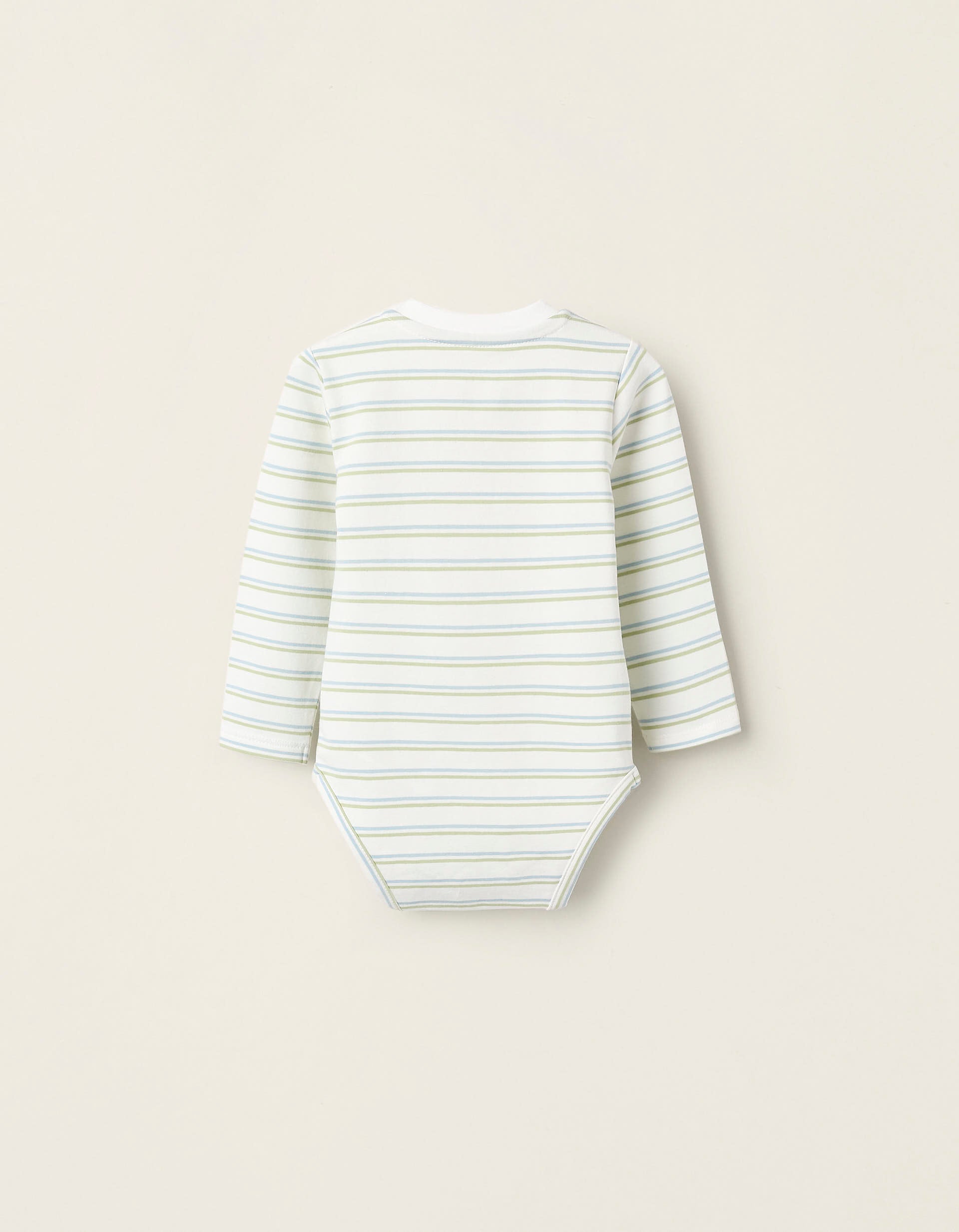 Body à Rayures en Coton pour Nouveau-Né, Blanc/Vert/Bleu