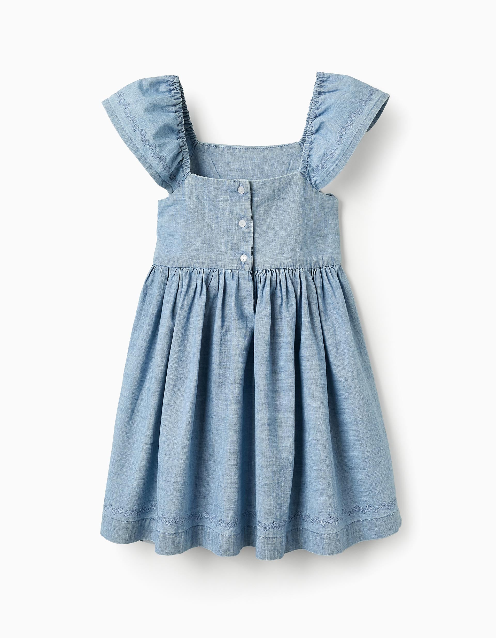 Robe en Jean avec Fleurs pour Fille, Bleu