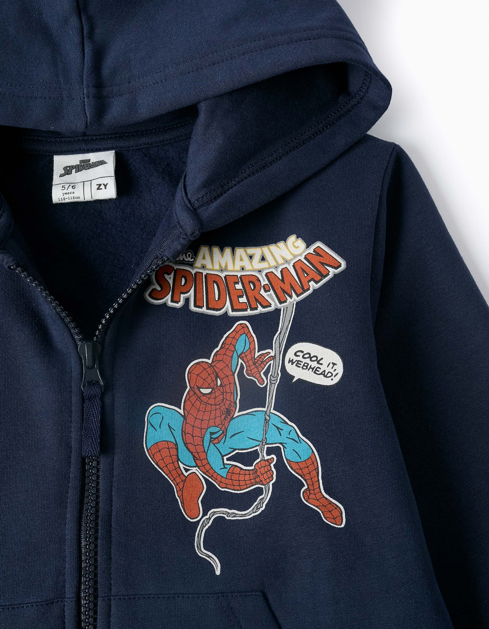 Chaqueta Perchada con Capucha para Niño 'Spider-Man', Azul Oscuro