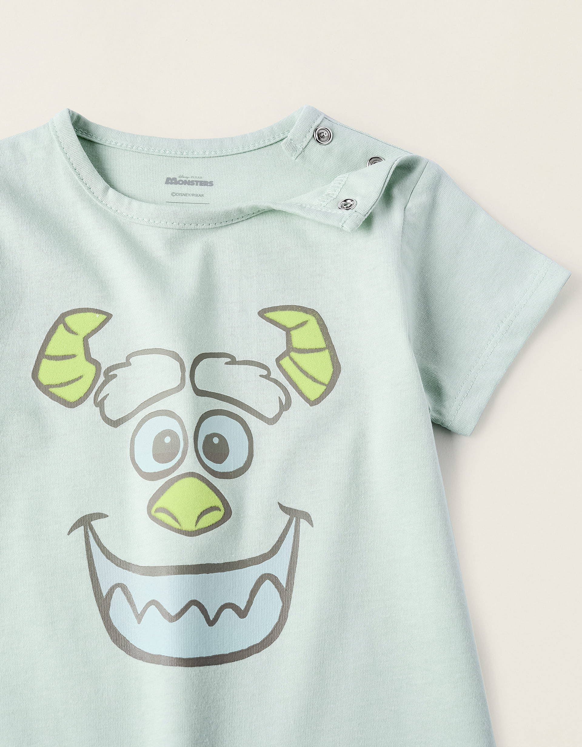 Cotton Romper for Baby Boys 'Monsters', Aqua Green