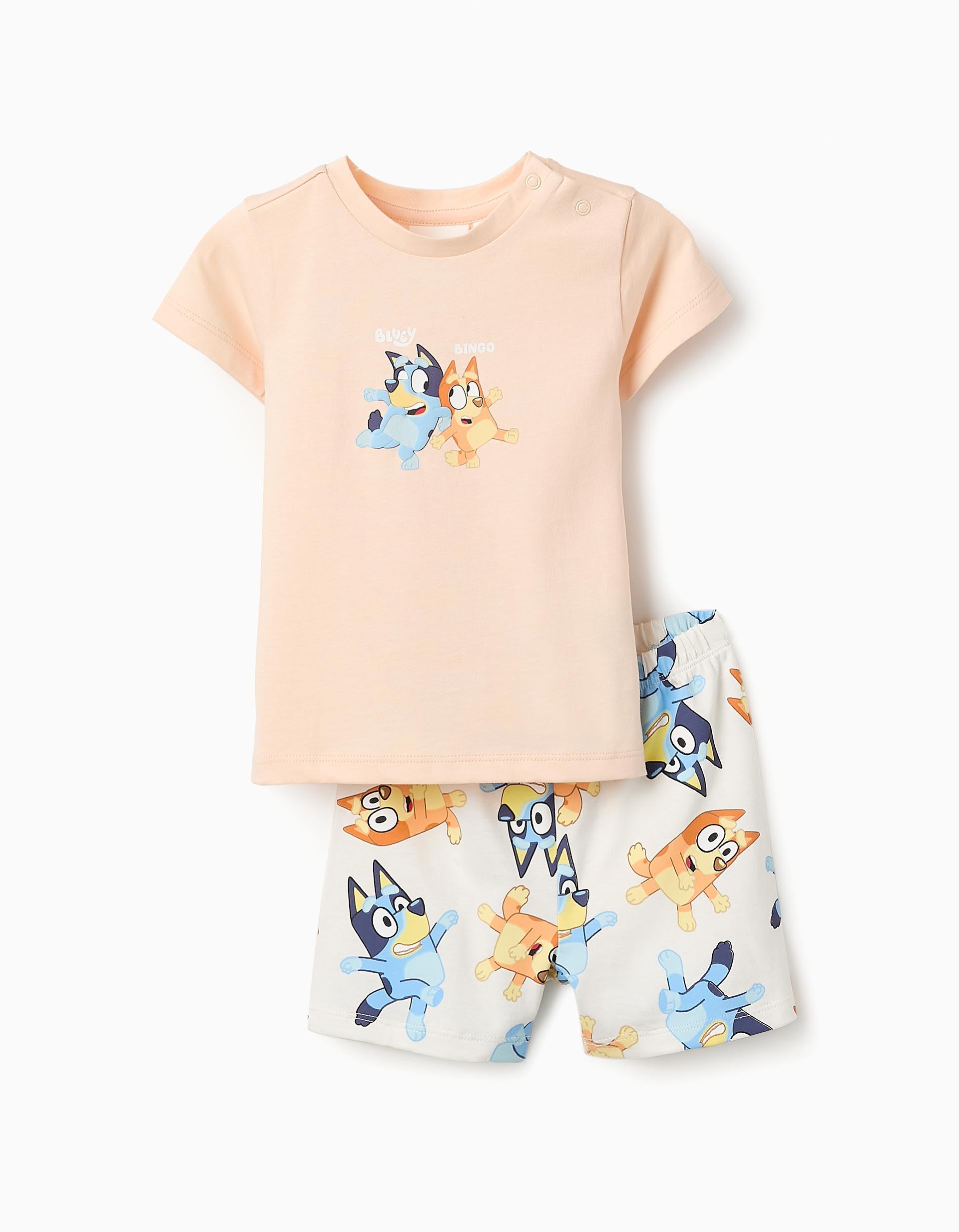 Pyjama en Coton Bébé Garçon 'Bluey & Bingo', Corail/Beige